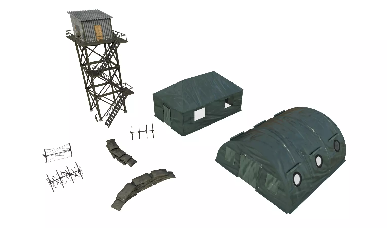 Military Outpost Pack  Low-poly 3D model_0