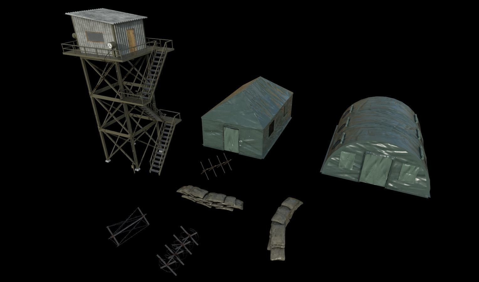 Military Outpost Pack  Low-poly 3D model_1