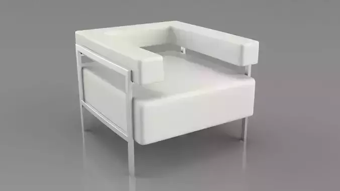 White Leather Chrome Armed Chair