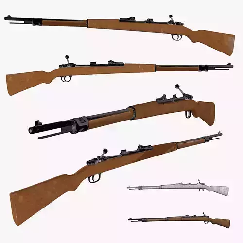 3D Mauser 87 Rifle - Low poly model Low-poly 3D model