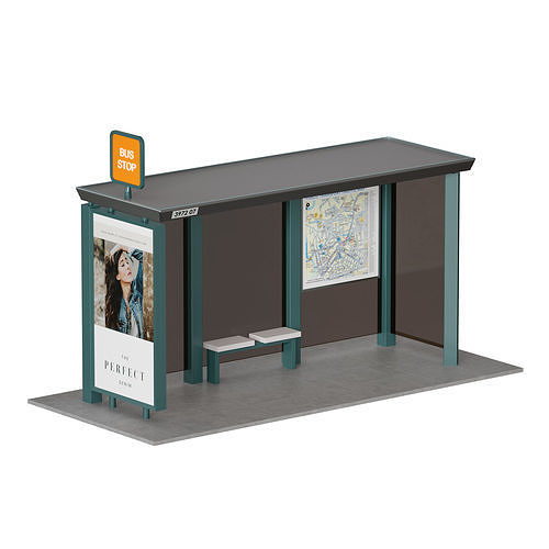 Public transport bus stop 3D model