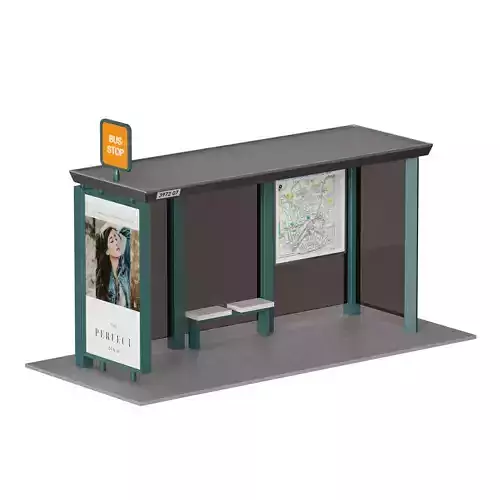 Public transport bus stop 3D model