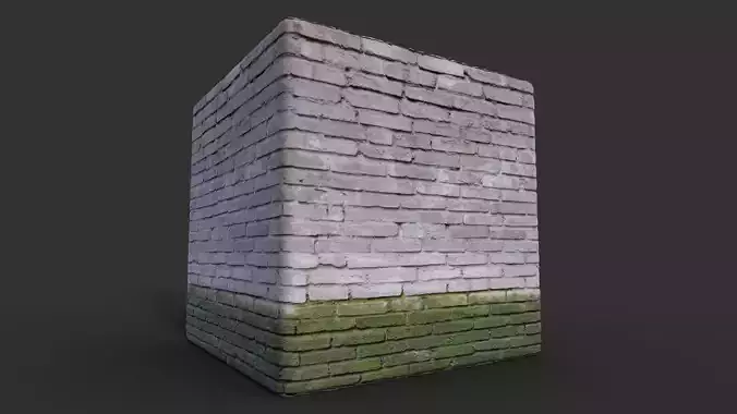 Mossy Painted Brickwall horizontal tile PBR Texture