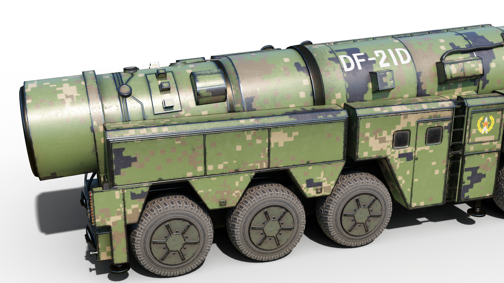 4 coatings of DF-21D CSS5D DF21D ballistic missile launcher Low-poly 3D model_7
