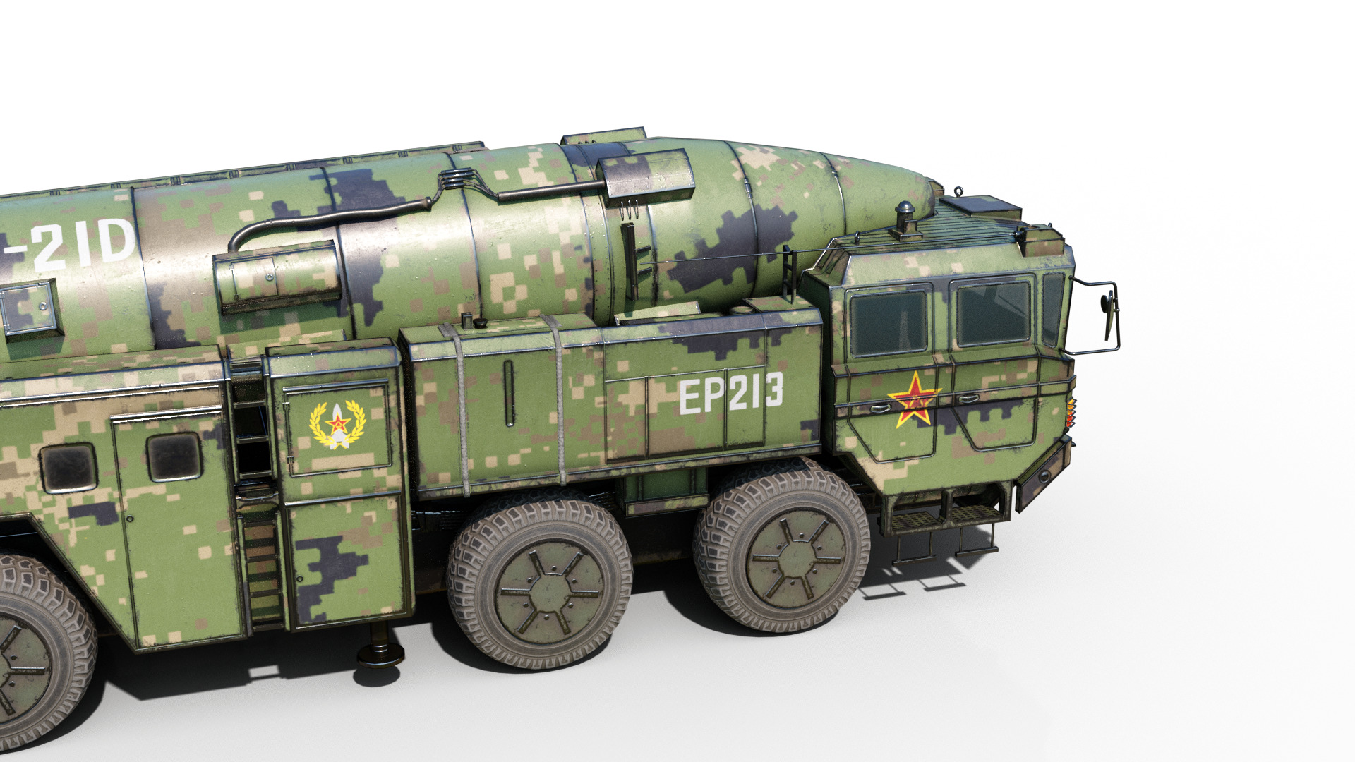 4 coatings of DF-21D CSS5D DF21D ballistic missile launcher Low-poly 3D model_1