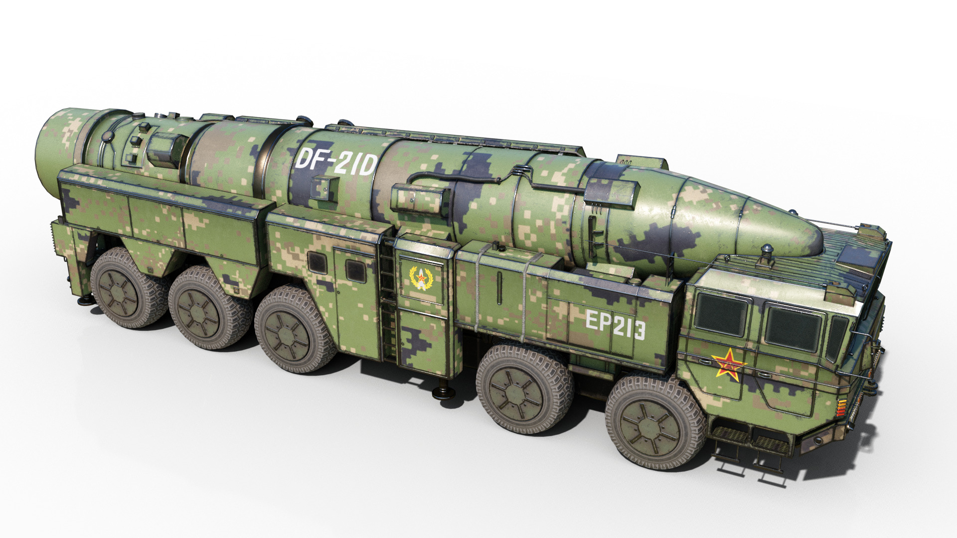 4 coatings of DF-21D CSS5D DF21D ballistic missile launcher Low-poly 3D model_4