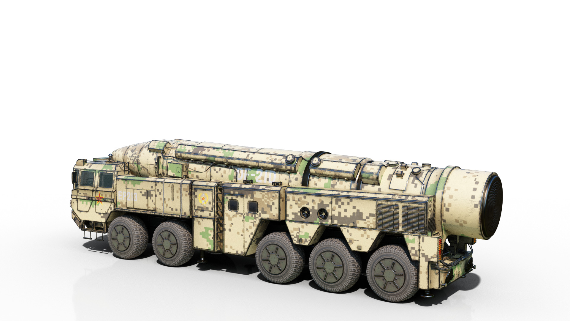 4 coatings of DF-21D CSS5D DF21D ballistic missile launcher Low-poly 3D model_10