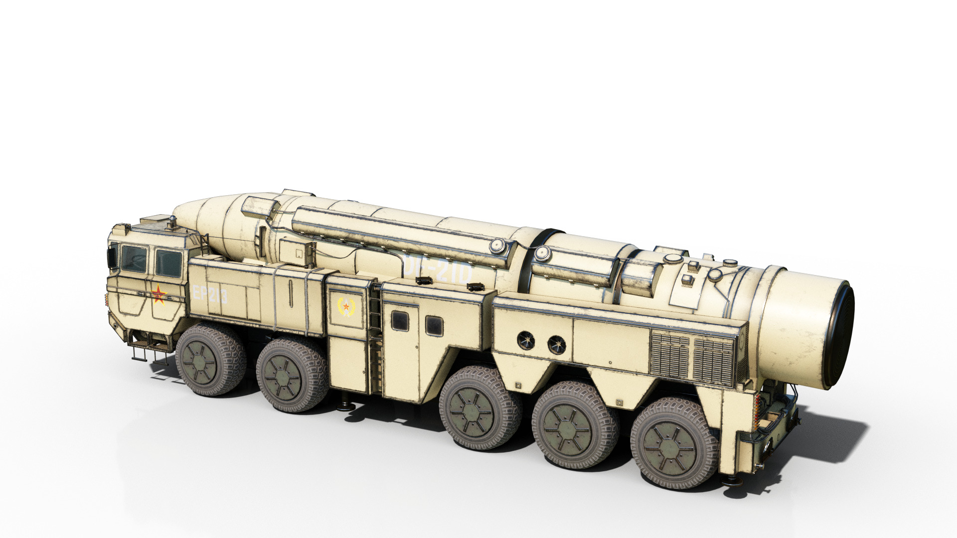 4 coatings of DF-21D CSS5D DF21D ballistic missile launcher Low-poly 3D model_13