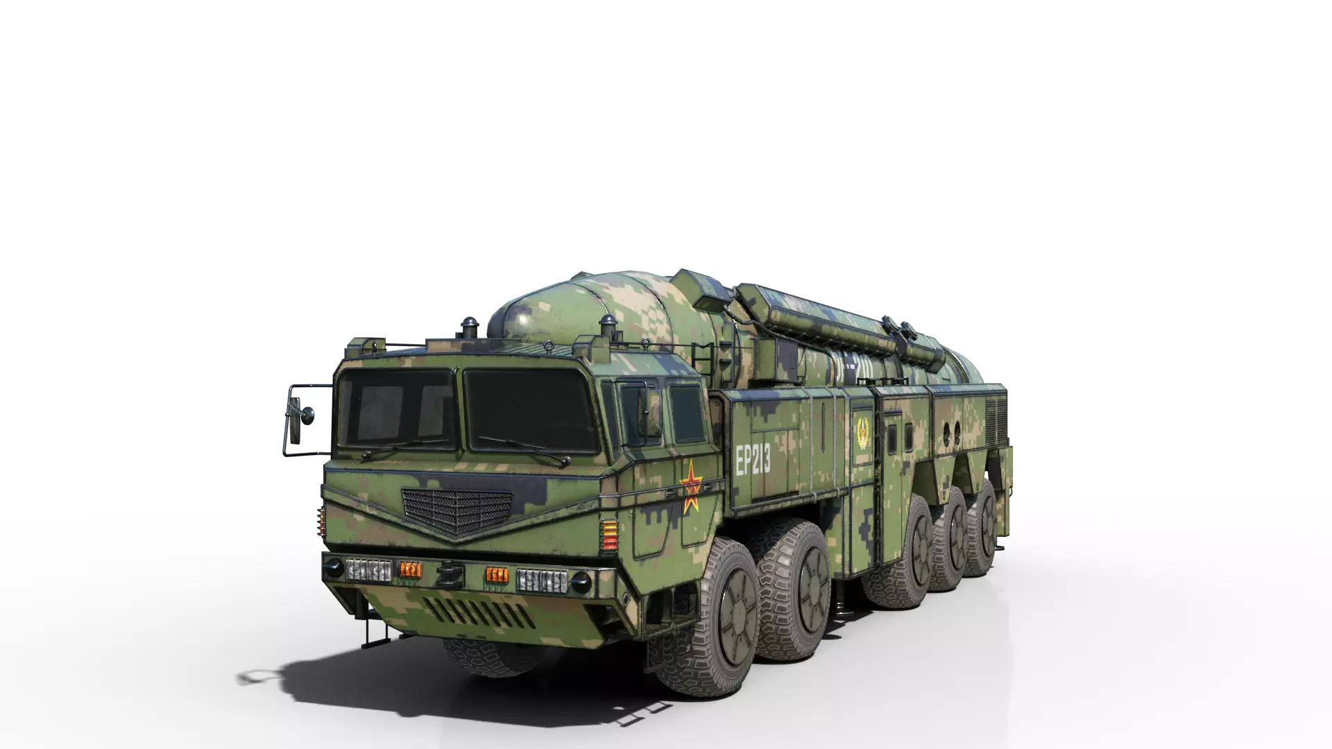 4 coatings of DF-21D CSS5D DF21D ballistic missile launcher Low-poly 3D model_0