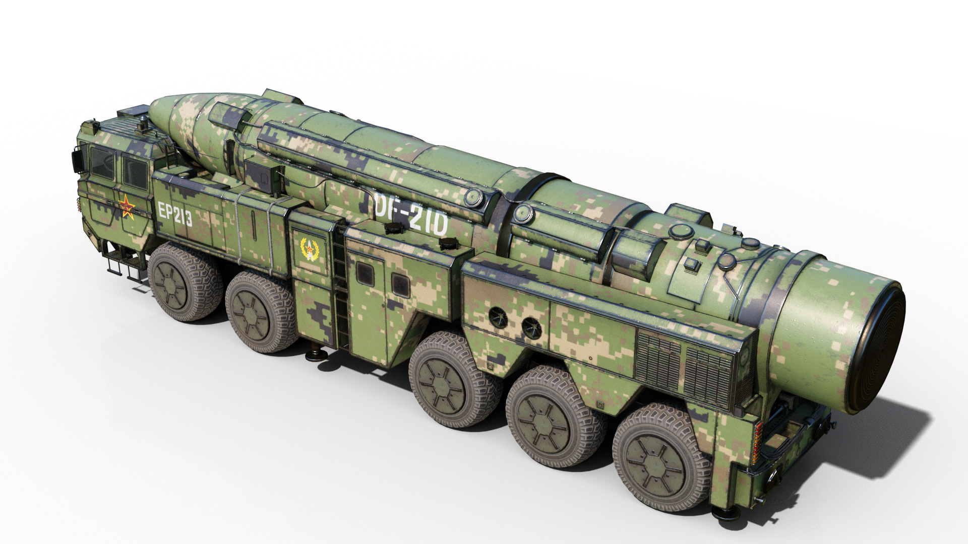 4 coatings of DF-21D CSS5D DF21D ballistic missile launcher Low-poly 3D model_3