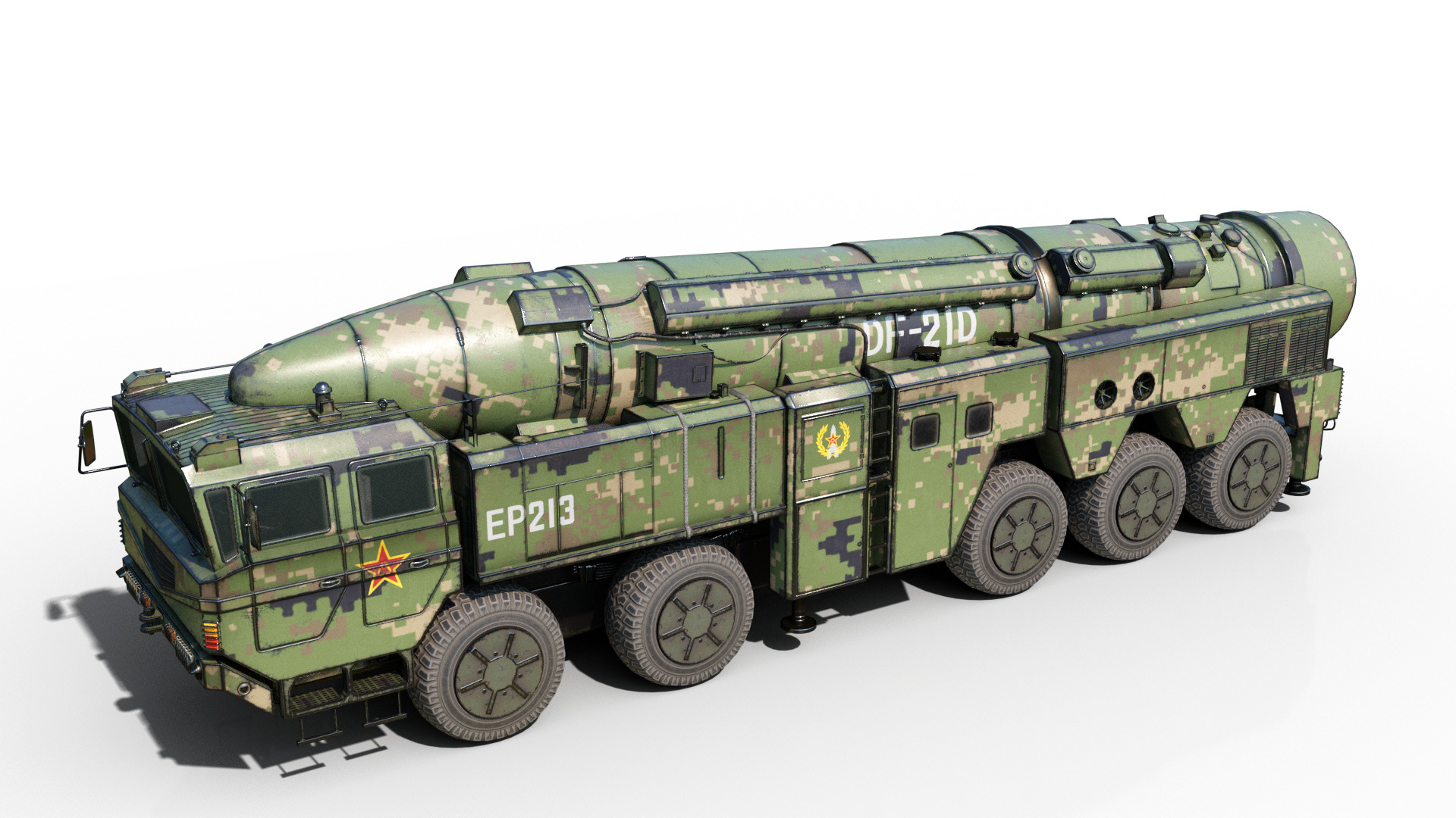 4 coatings of DF-21D CSS5D DF21D ballistic missile launcher Low-poly 3D model_9