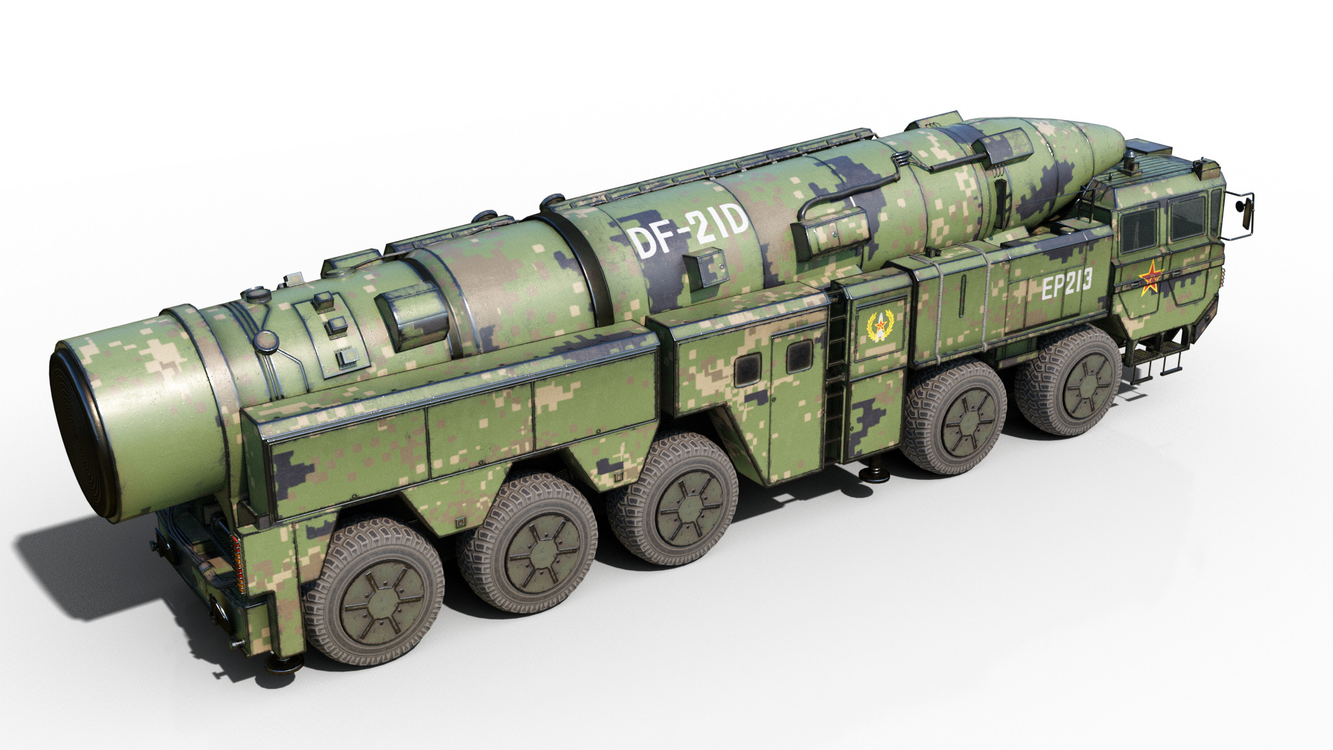 4 coatings of DF-21D CSS5D DF21D ballistic missile launcher Low-poly 3D model_5