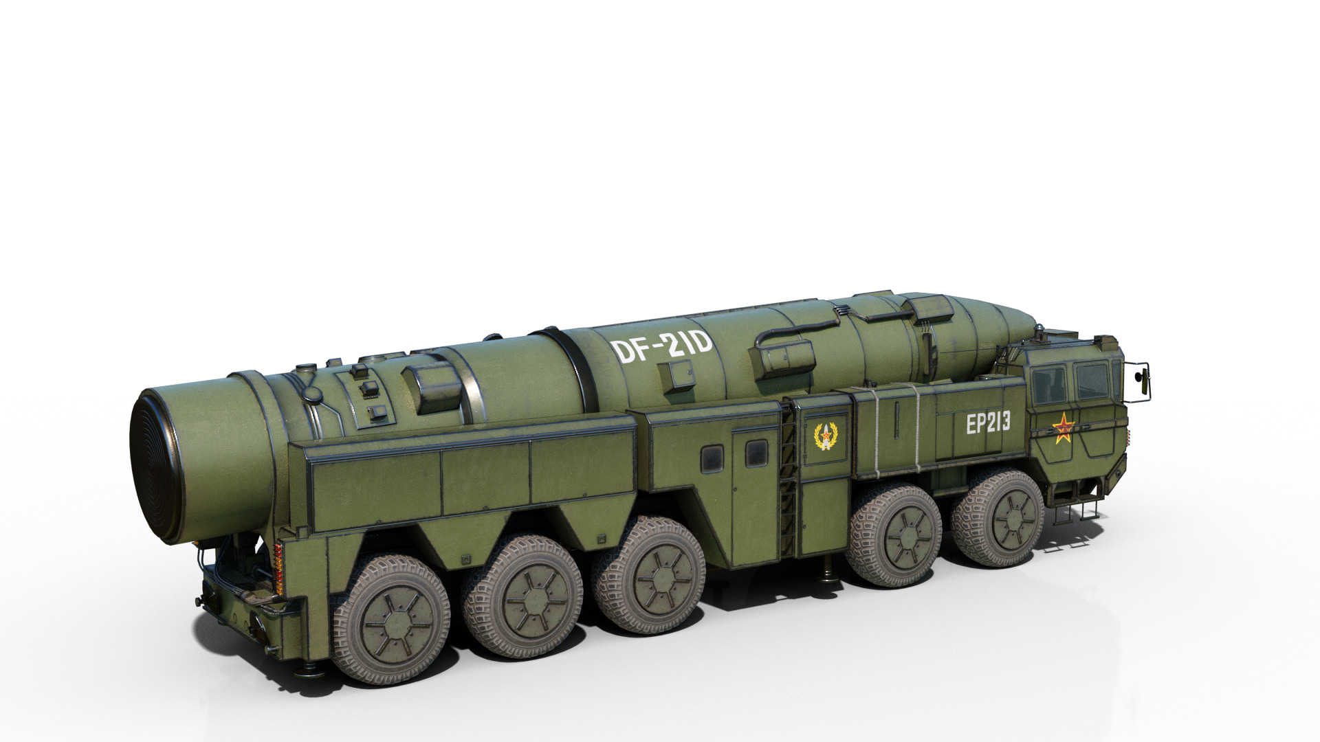 4 coatings of DF-21D CSS5D DF21D ballistic missile launcher Low-poly 3D model_14