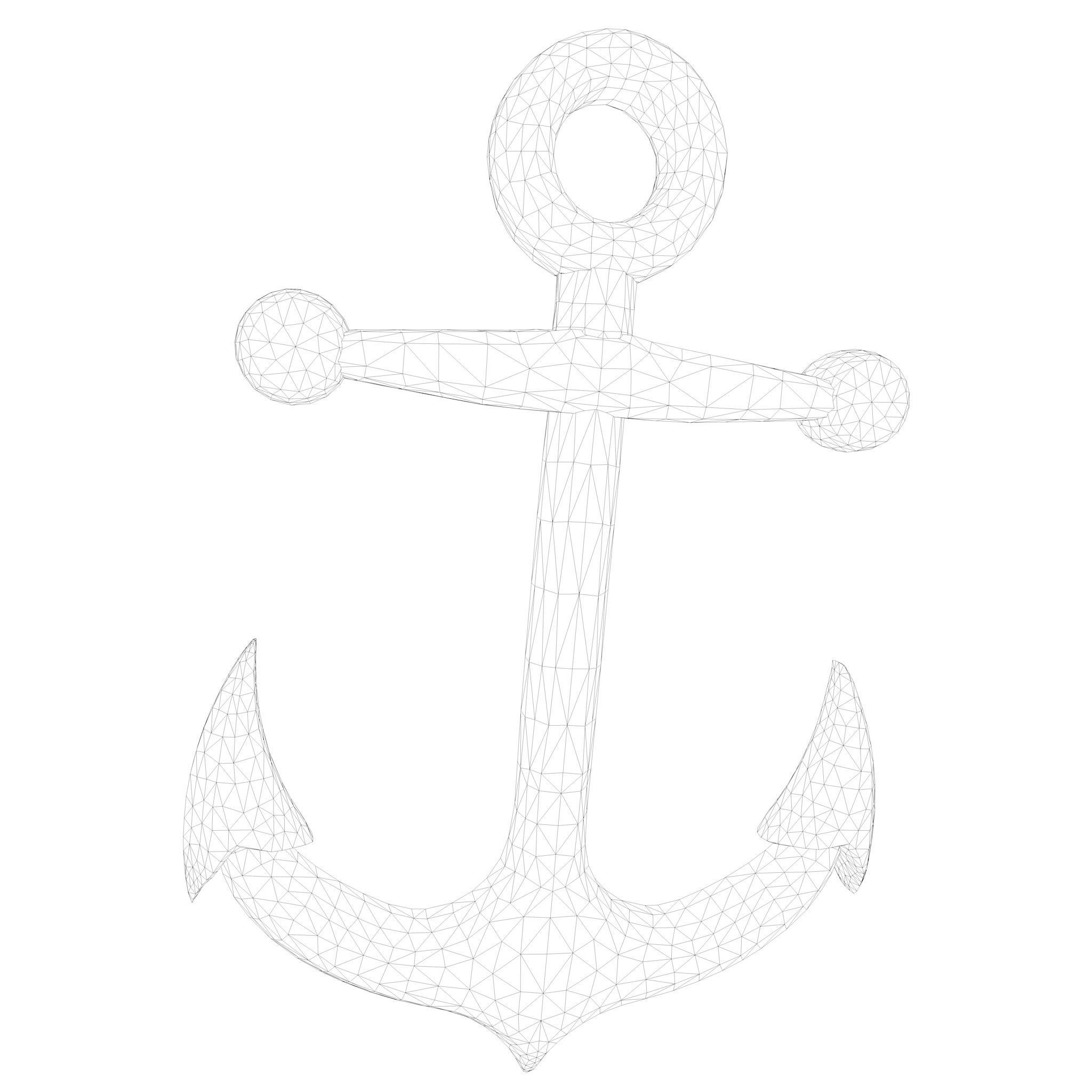 Stylized Cartoon Anchor Low-poly 3D model_6