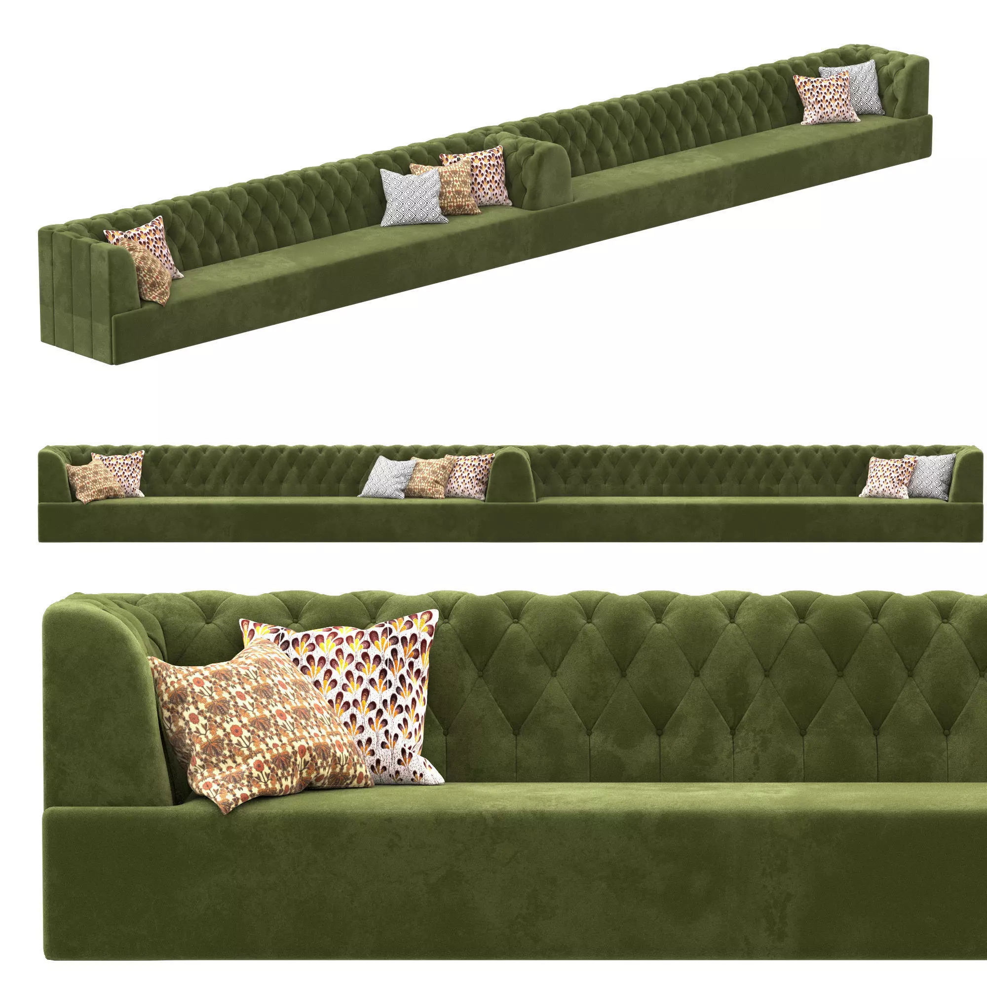 Lobby sofa velv green 3D model_0