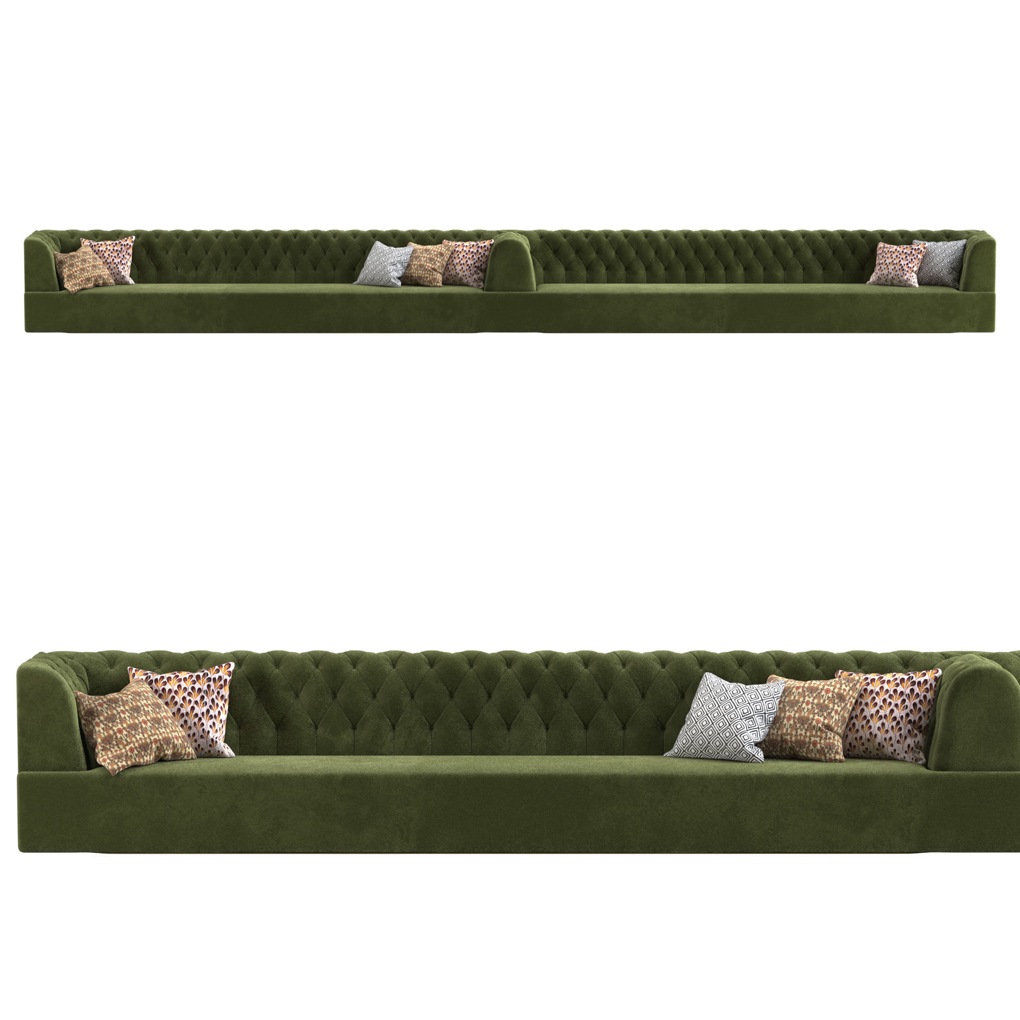 Lobby sofa velv green 3D model_5