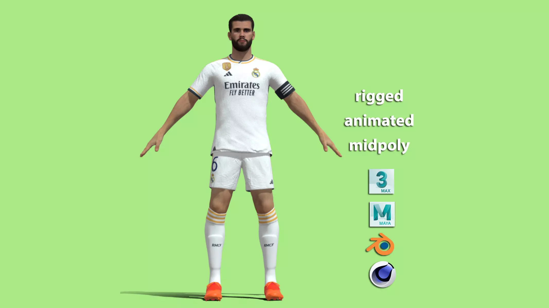 T-Pose Rigged Nacho Fernandez Real Madrid 23-24 3D model_0