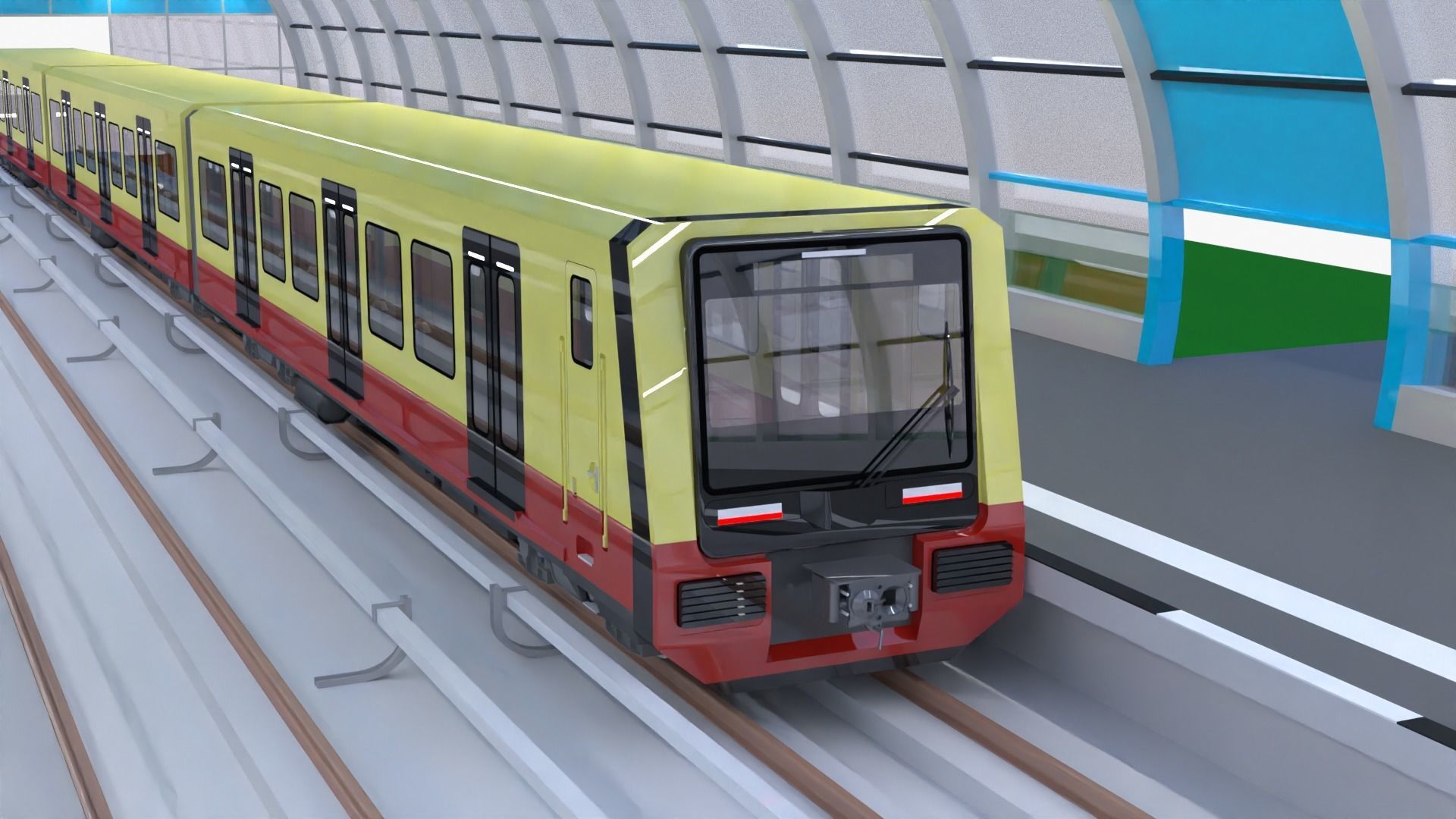 Berlin S-bahn station 3D model_11