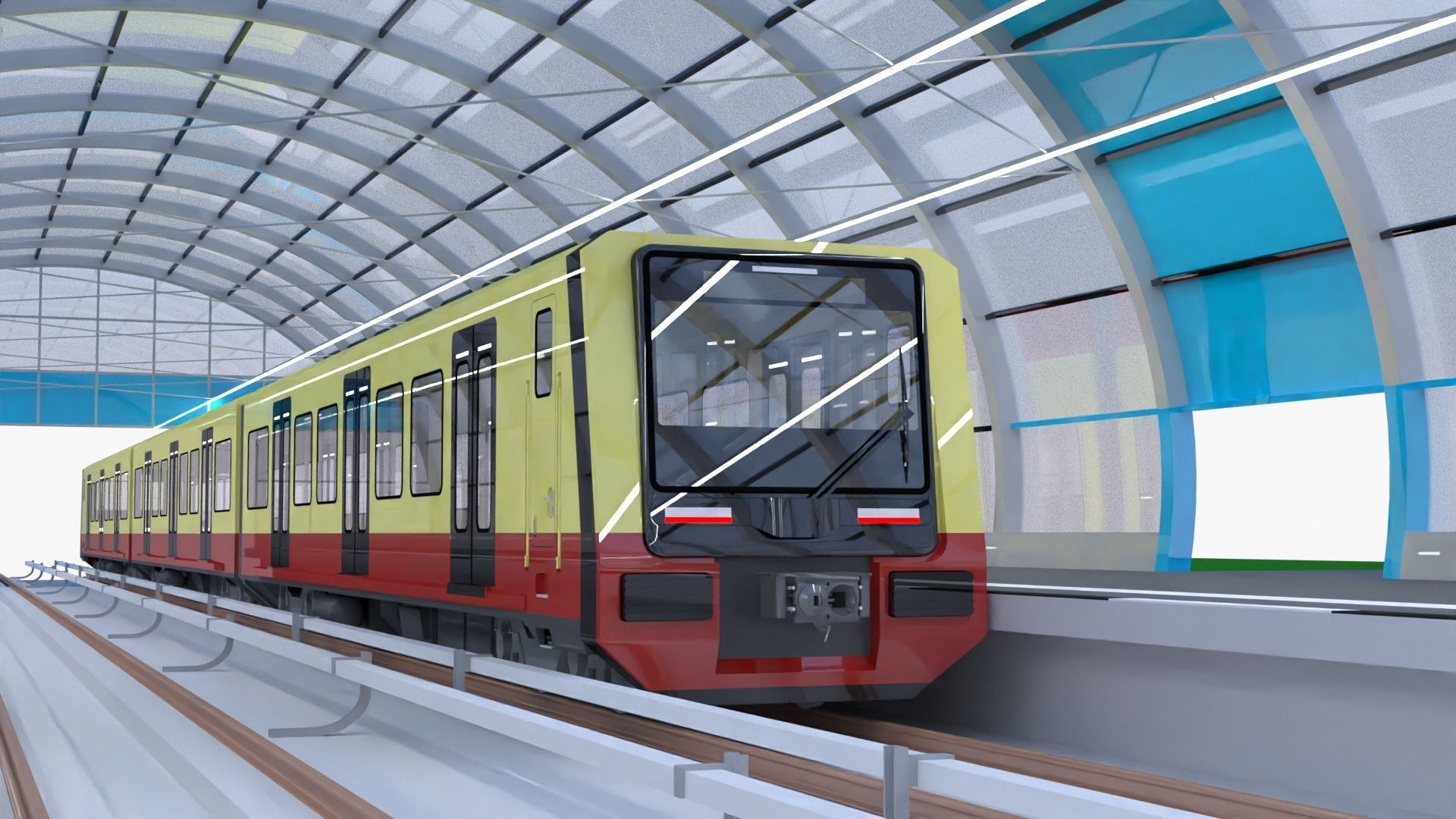 Berlin S-bahn station 3D model_5