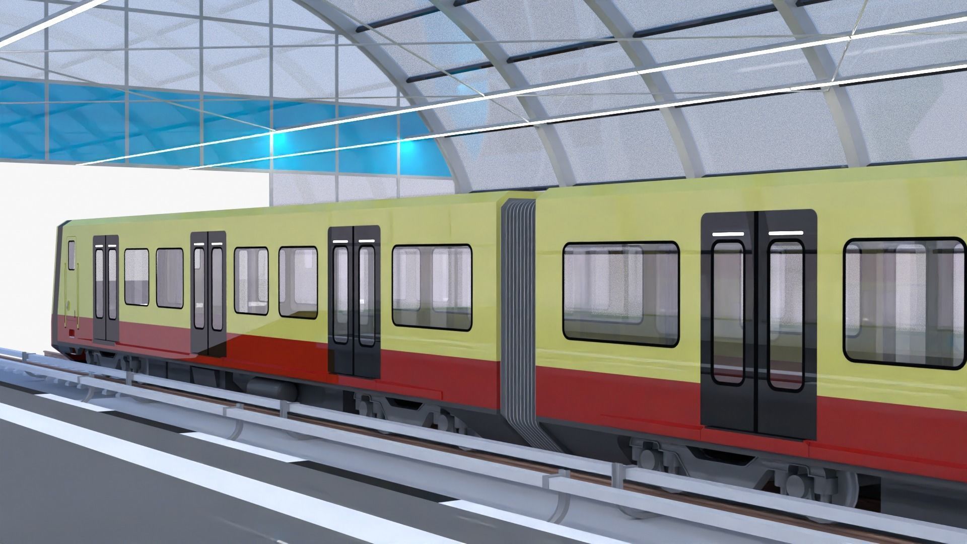 Berlin S-bahn station 3D model_7
