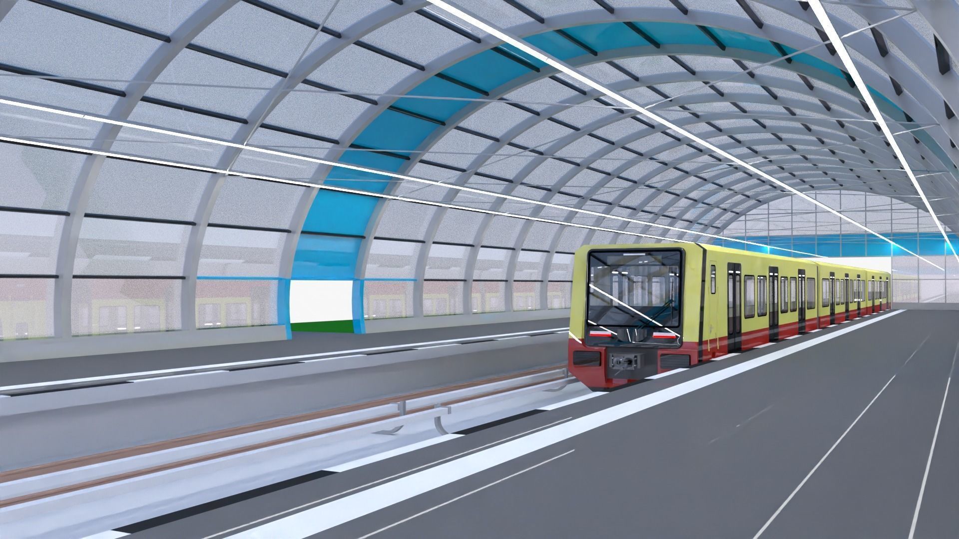 Berlin S-bahn station 3D model_3