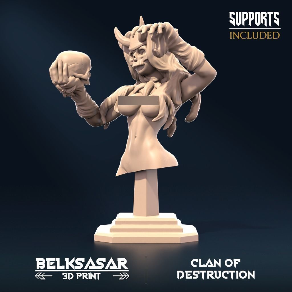 Clan of Destruction Bust Normal and Topless 3D print model_2