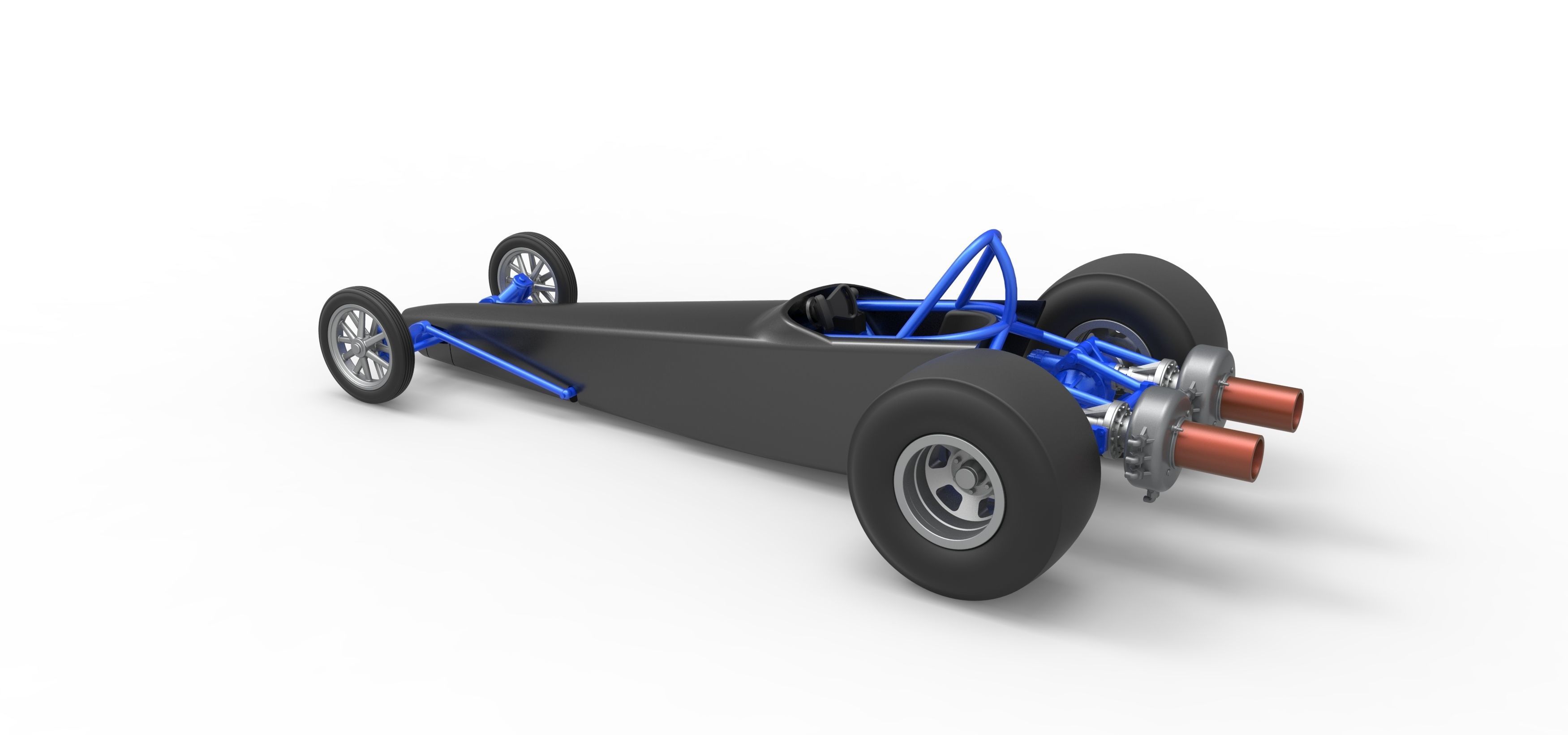 Dragster with twin Turbonique drag axle Scale 1 to 25 3D print model_12