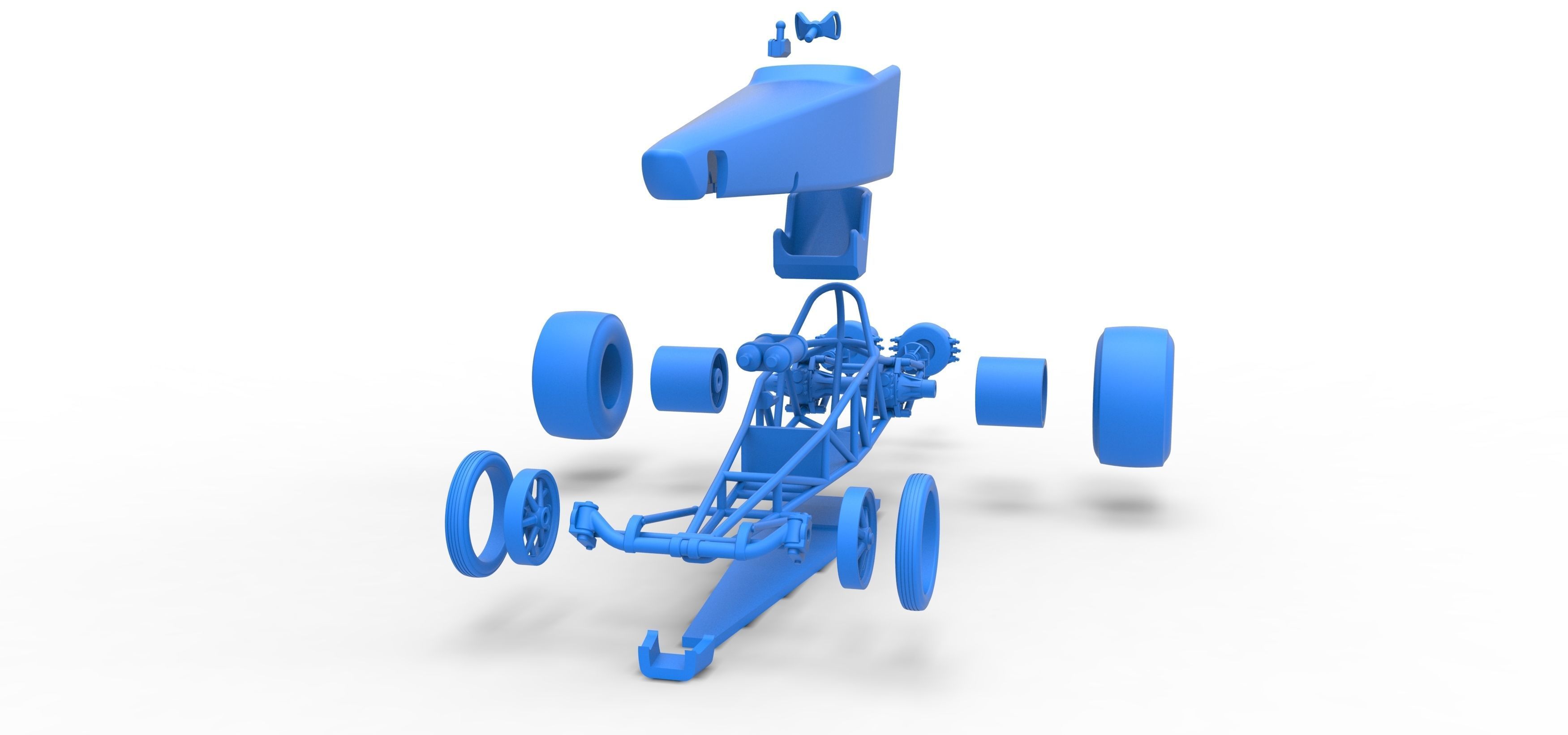 Dragster with twin Turbonique drag axle Scale 1 to 25 3D print model_38