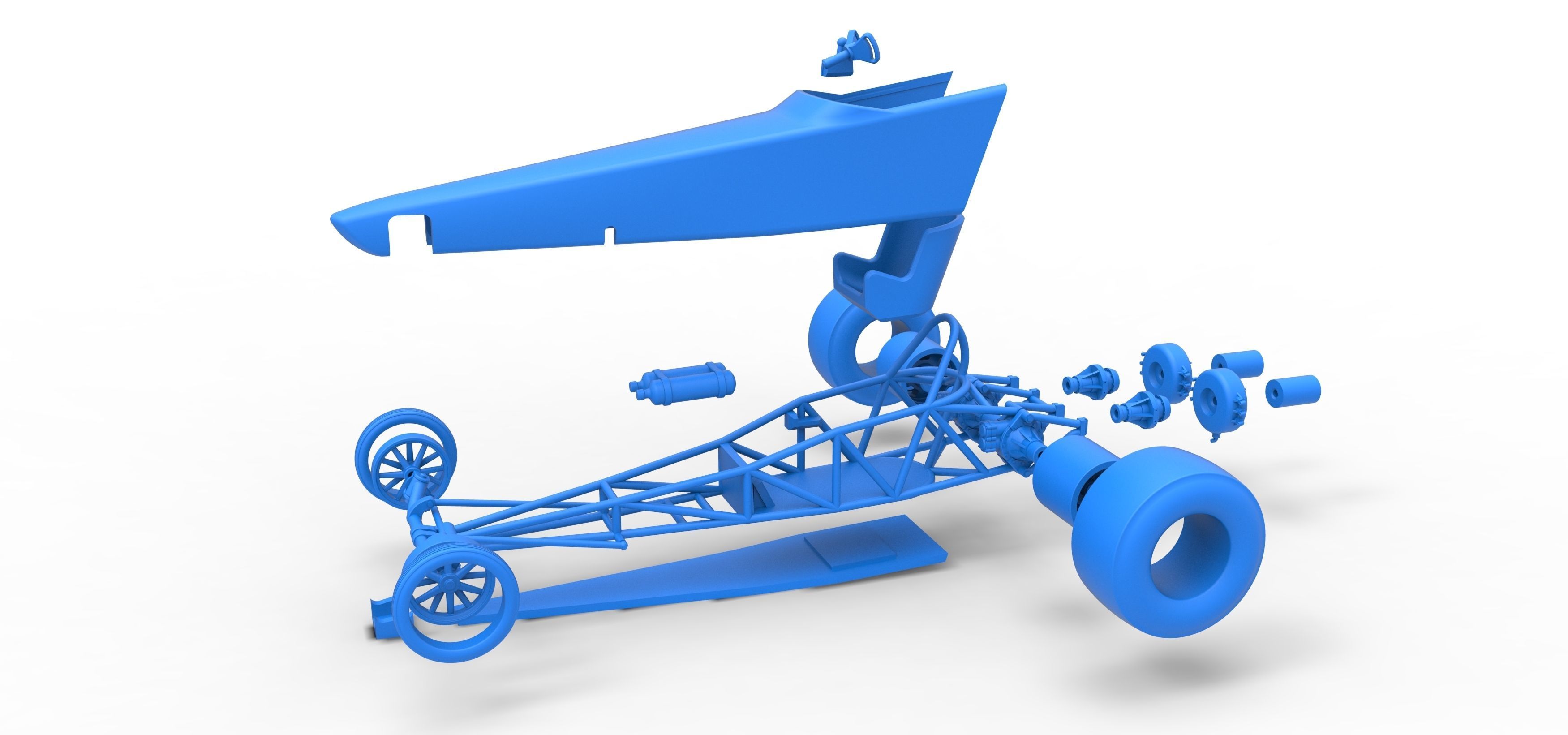 Dragster with twin Turbonique drag axle Scale 1 to 25 3D print model_35