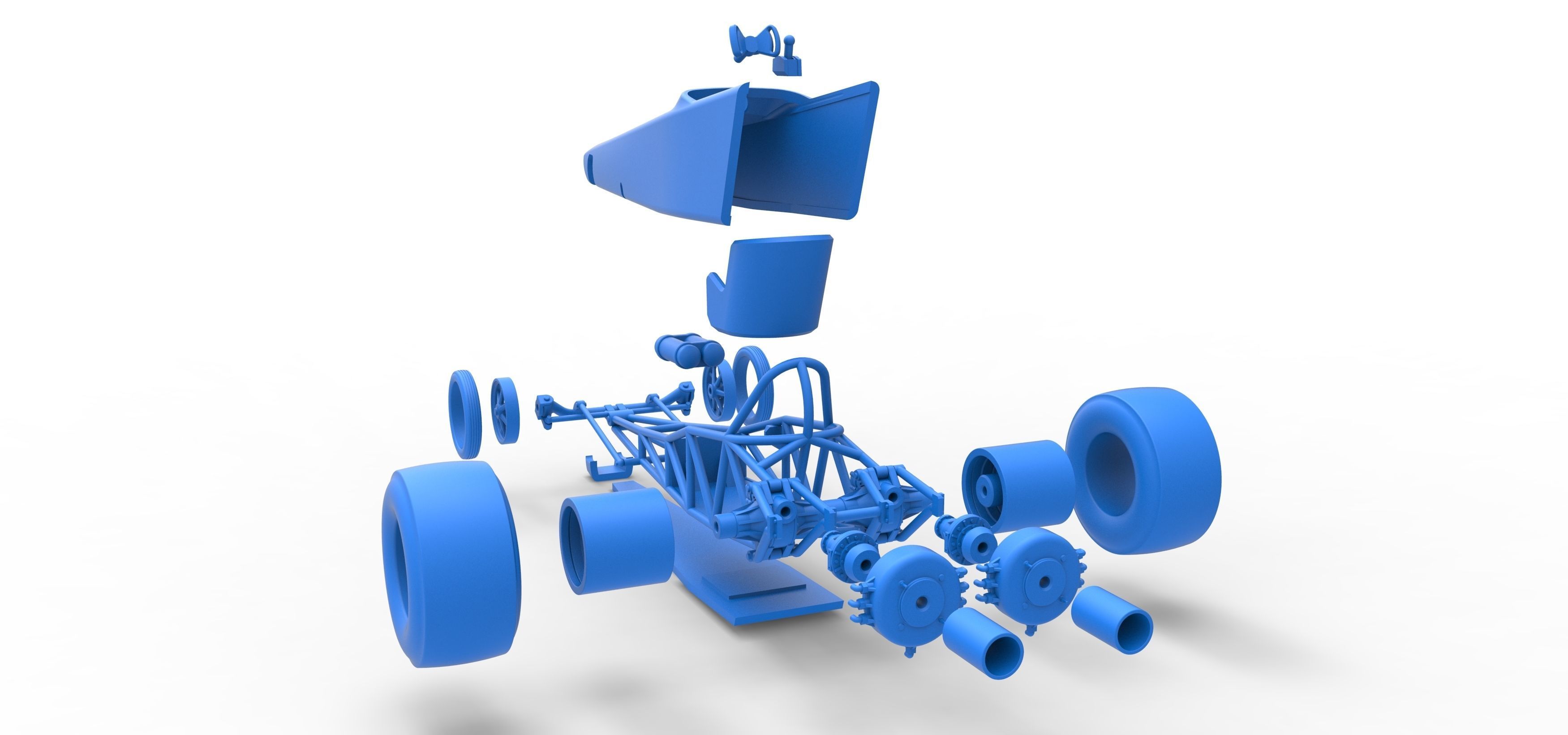 Dragster with twin Turbonique drag axle Scale 1 to 25 3D print model_42