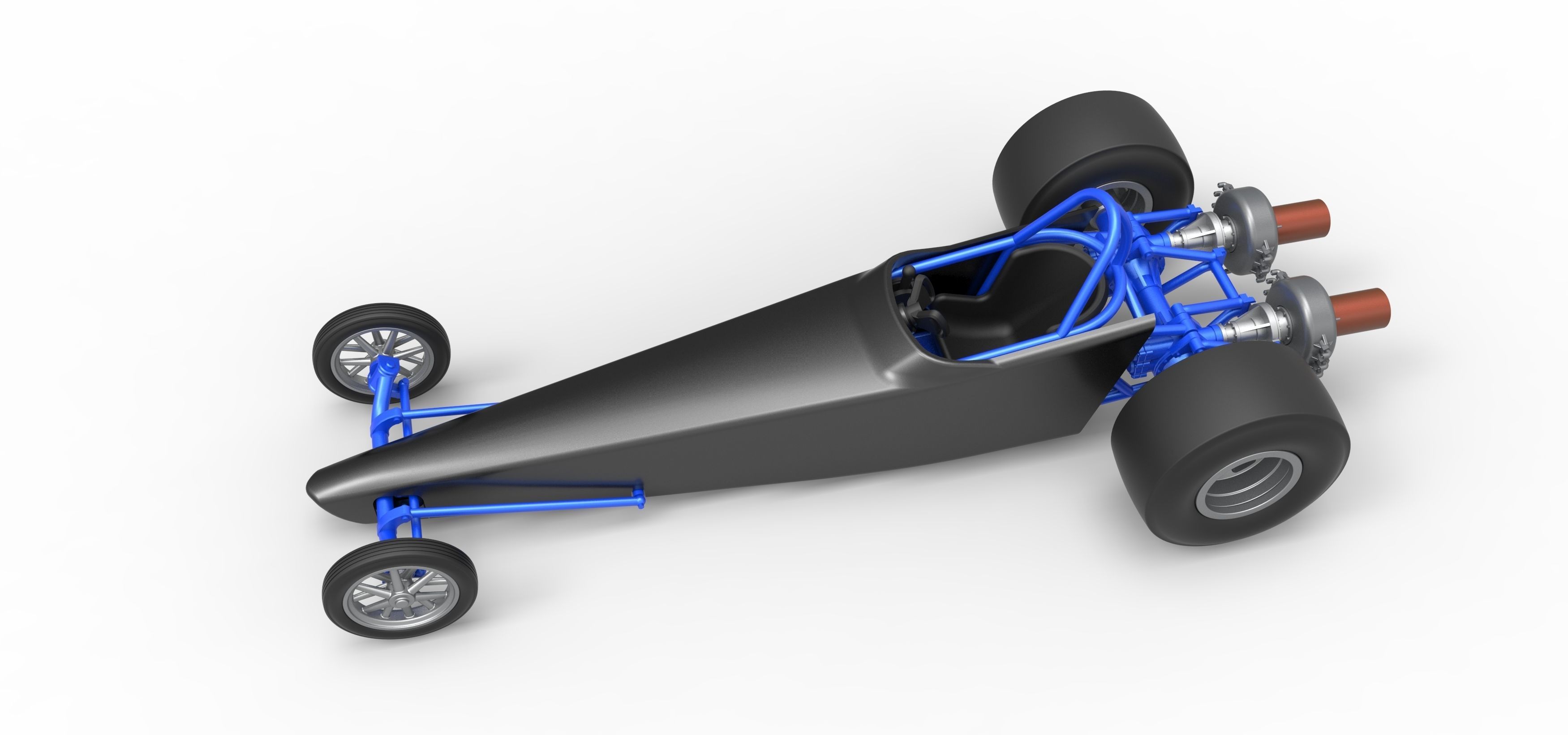 Dragster with twin Turbonique drag axle Scale 1 to 25 3D print model_4