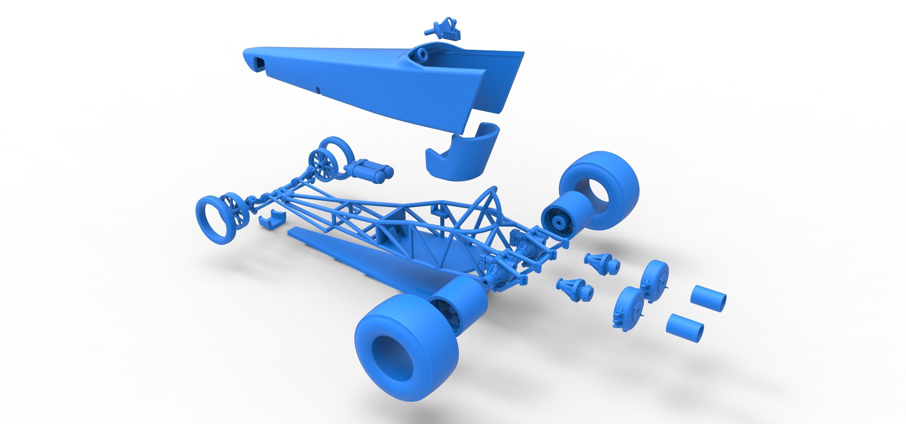 Dragster with twin Turbonique drag axle Scale 1 to 25 3D print model_41