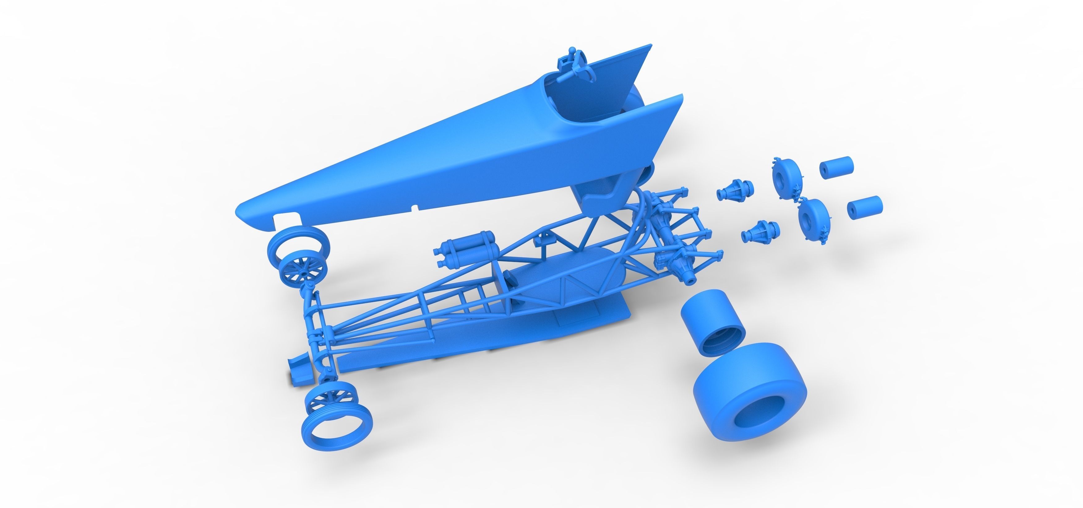 Dragster with twin Turbonique drag axle Scale 1 to 25 3D print model_36