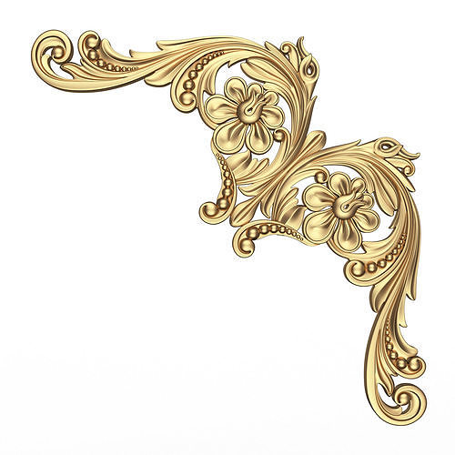 Corner Carved Plaster Molding Decoration 020 Low-poly 3D model