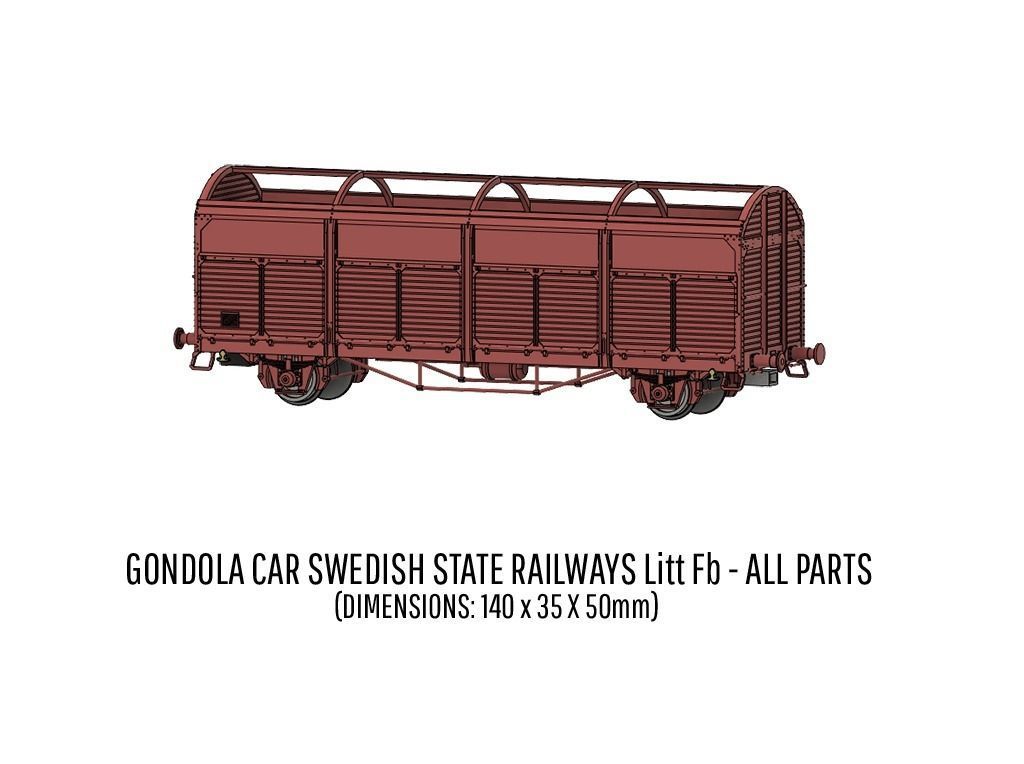 ROLLS-0028 SJ Litt Fb tall top Gondola freight car in H0-scale 3D print model_10