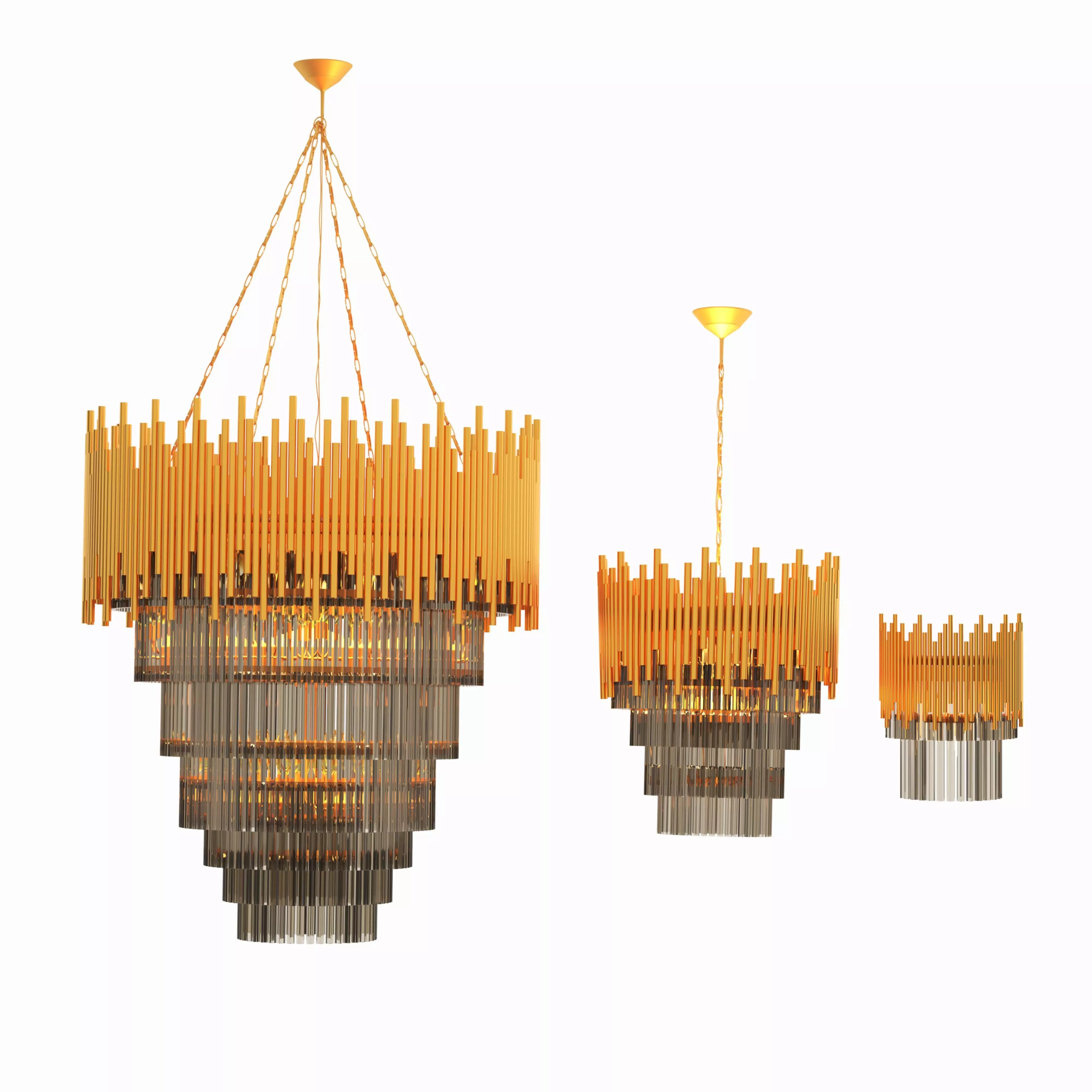 Modern Metal chandelier in 3 model  3D model_0