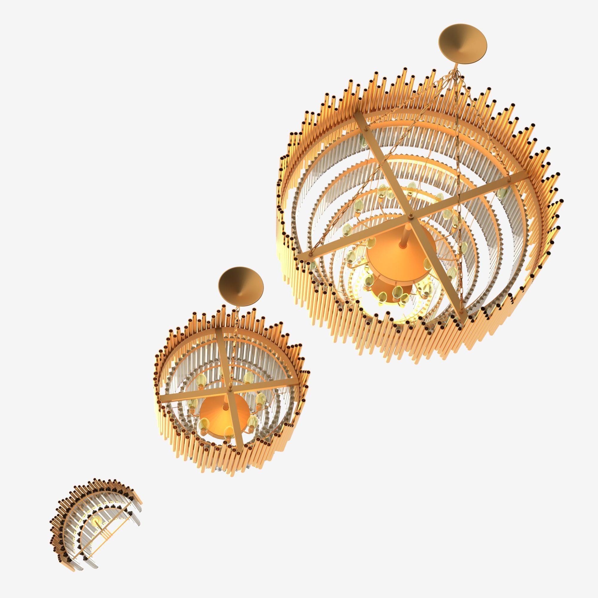 Modern Metal chandelier in 3 model  3D model_4
