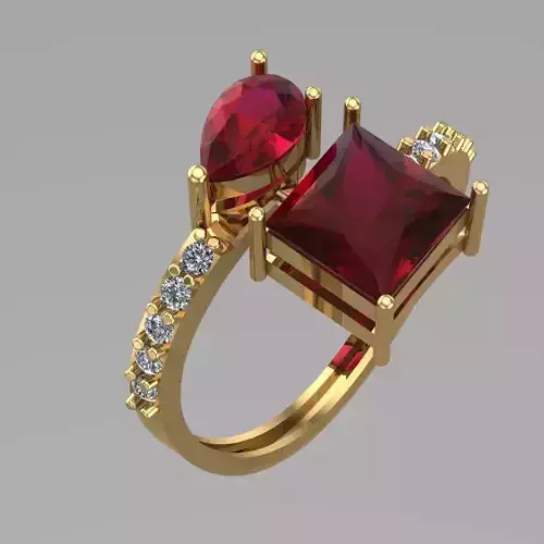 Gilli Square Statement Ring 3D print model