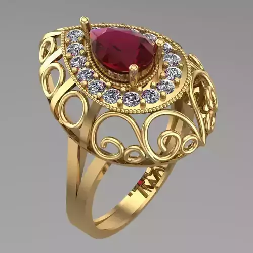 Royal Gilli Crown Ring 3D print model
