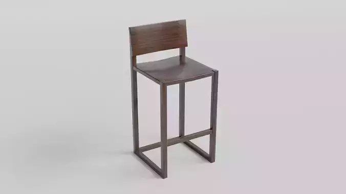 LowPoly Varnished Wooden Bar Chair GameReady Asset