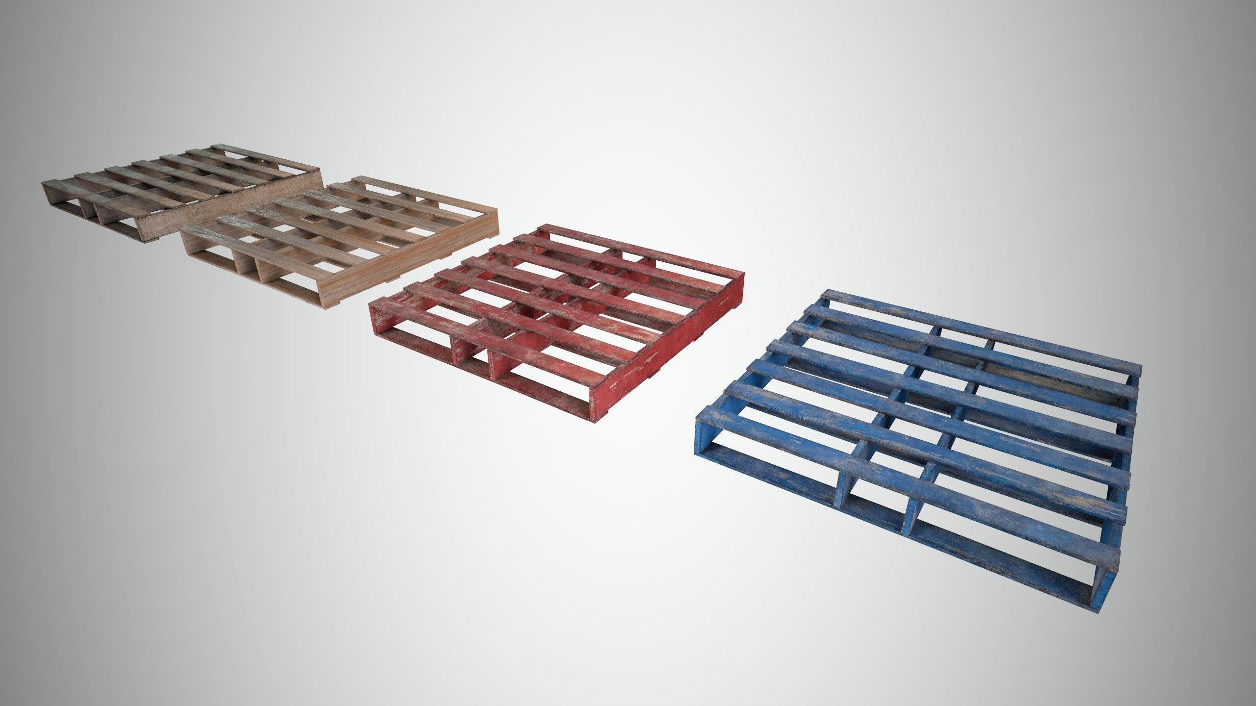 Wood Pallet Low-poly 3D model_1