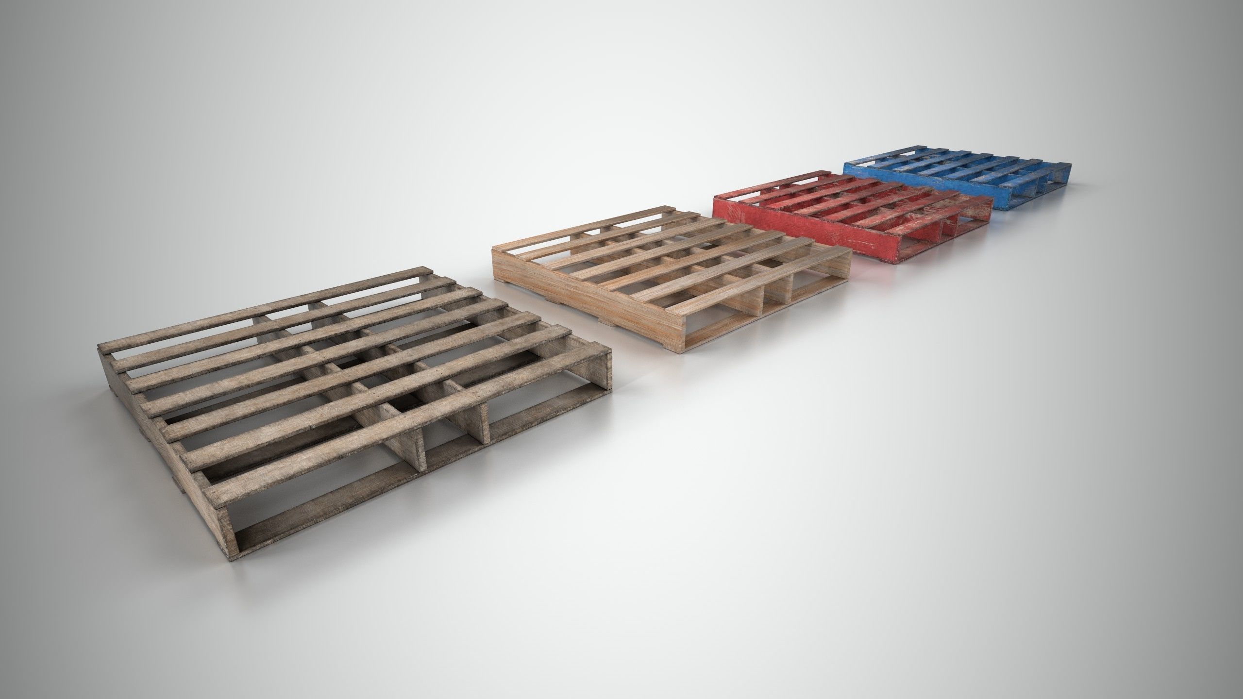 Wood Pallet Low-poly 3D model_2