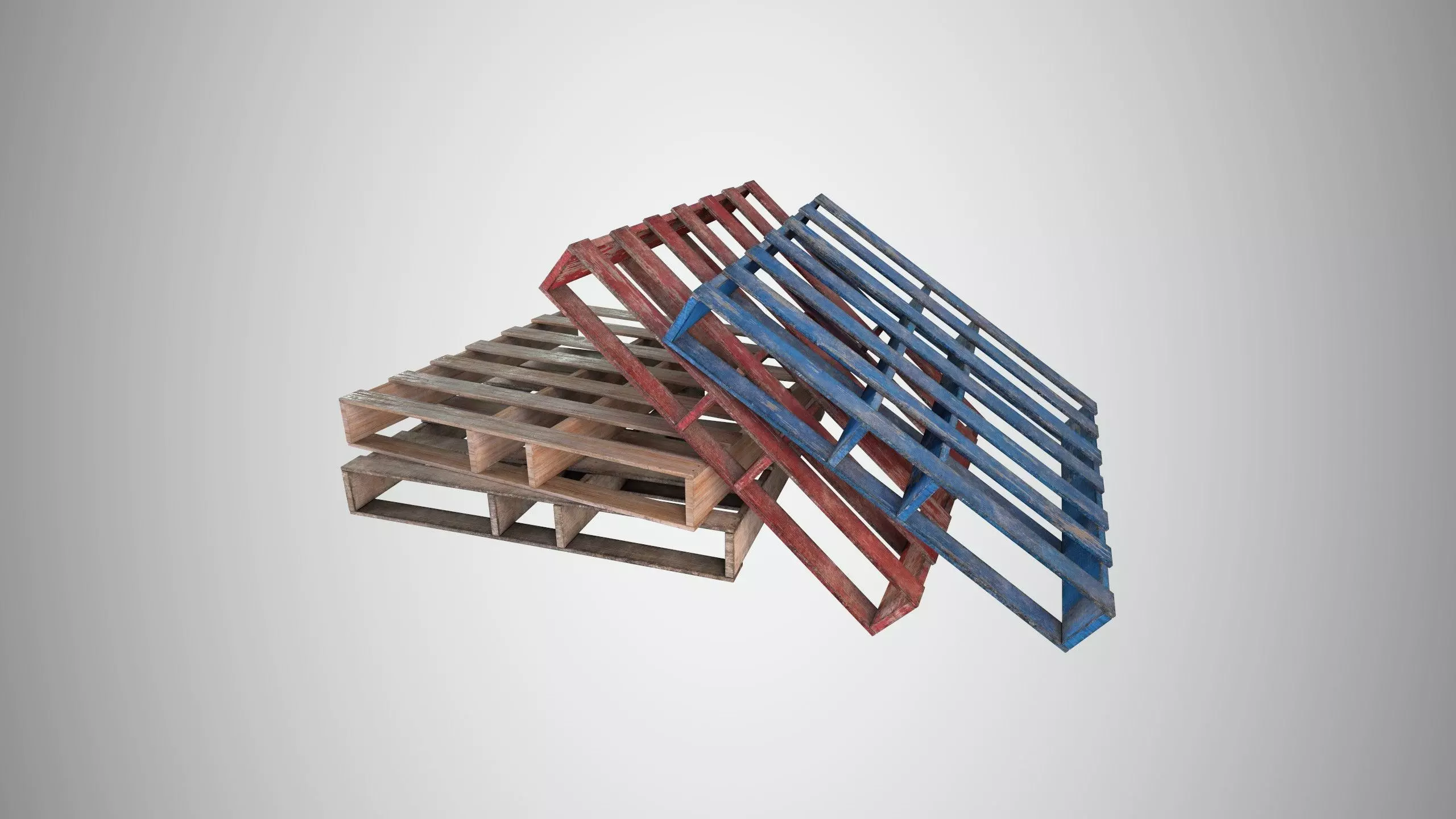Wood Pallet Low-poly 3D model_0