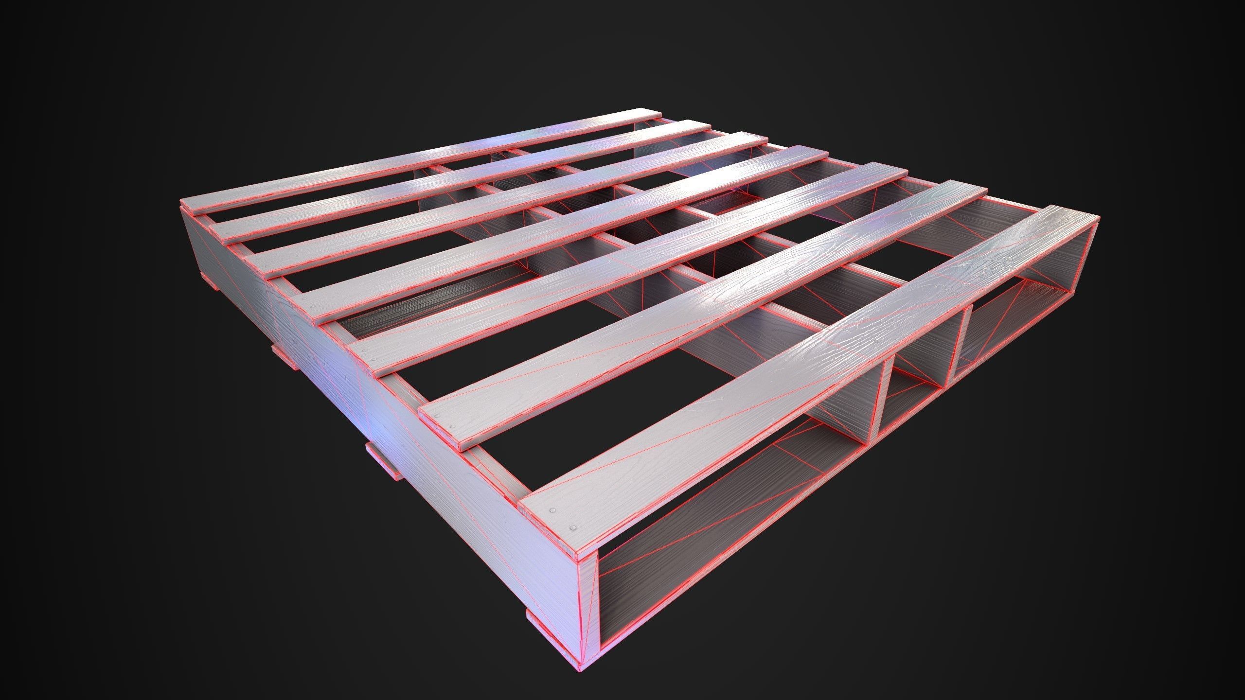 Wood Pallet Low-poly 3D model_16