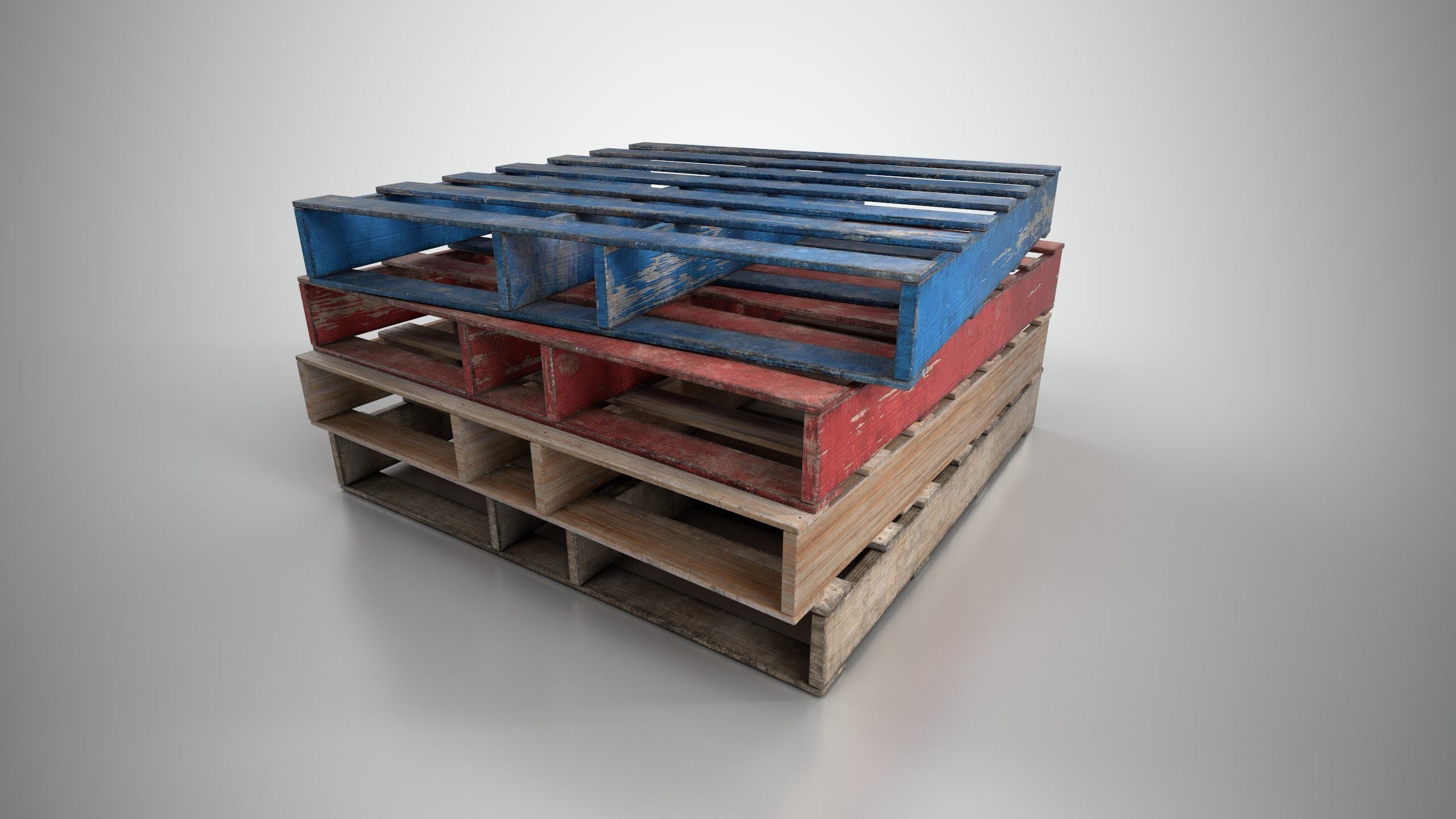 Wood Pallet Low-poly 3D model_4