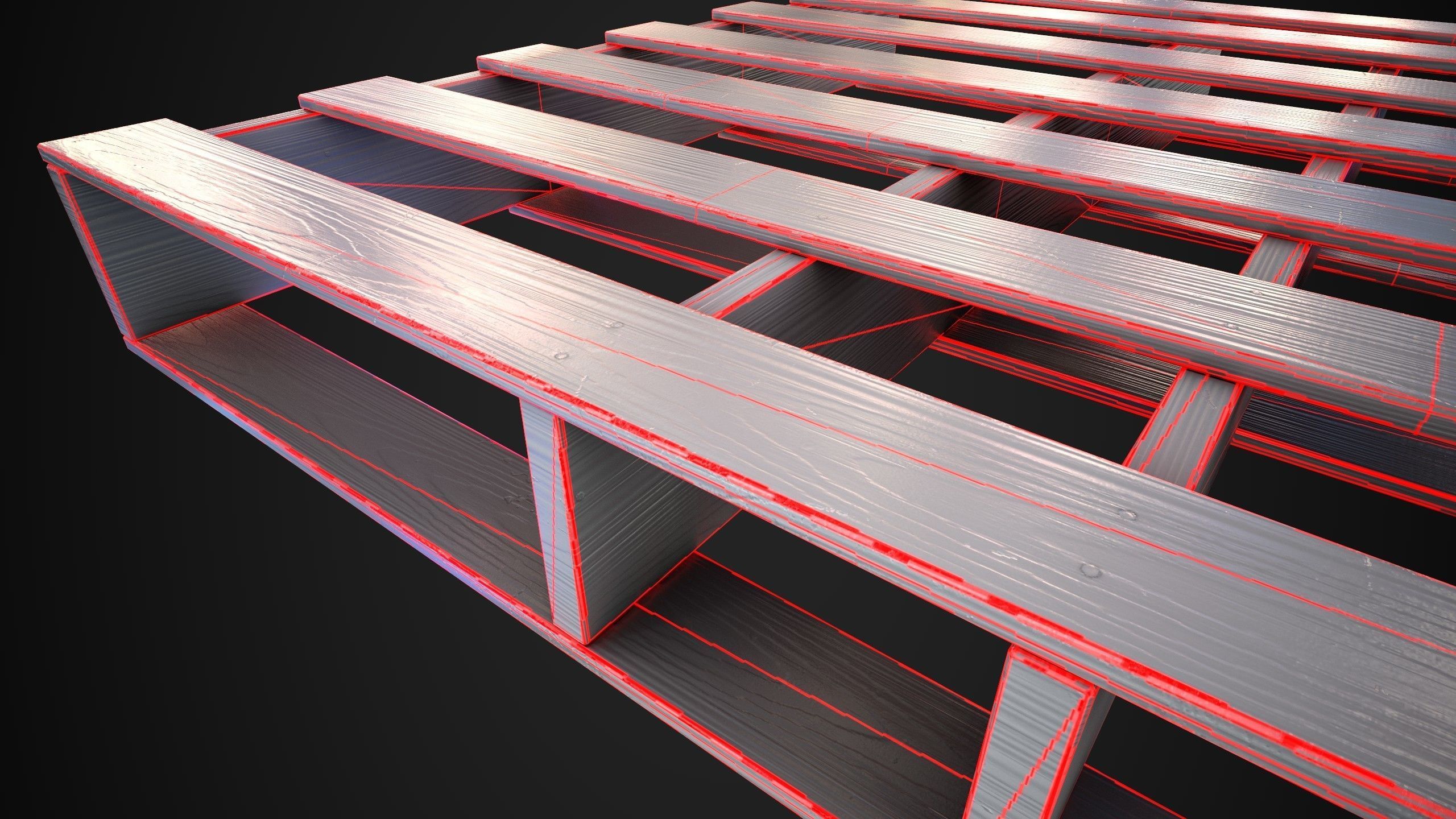 Wood Pallet Low-poly 3D model_17