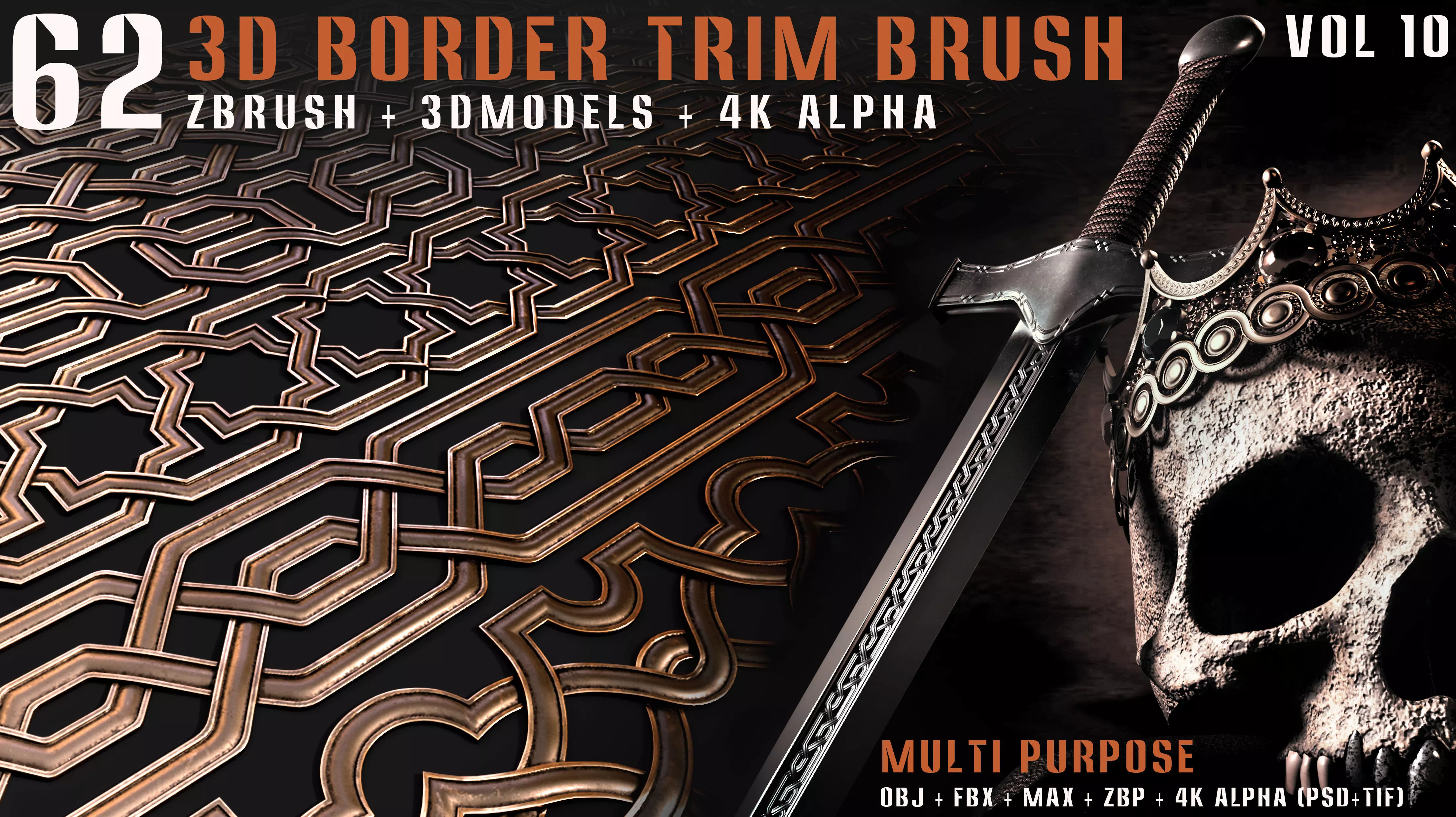 62 - 3D Border Trim Brush - Vol10 Texture