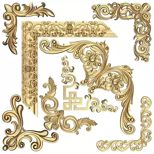 Collection of Corner Elements Low-poly 3D model