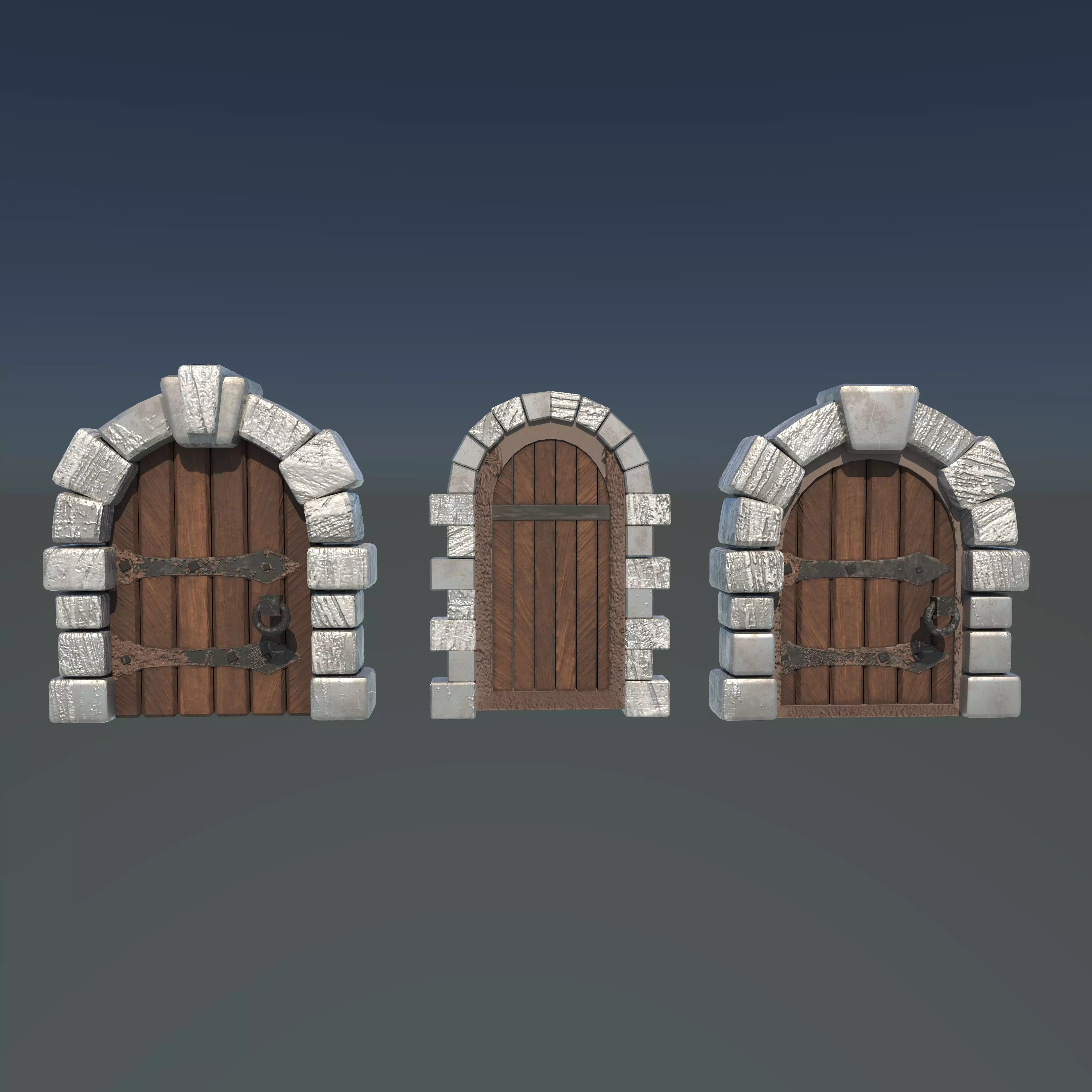 Dungeon Door Low-poly 3D model_0