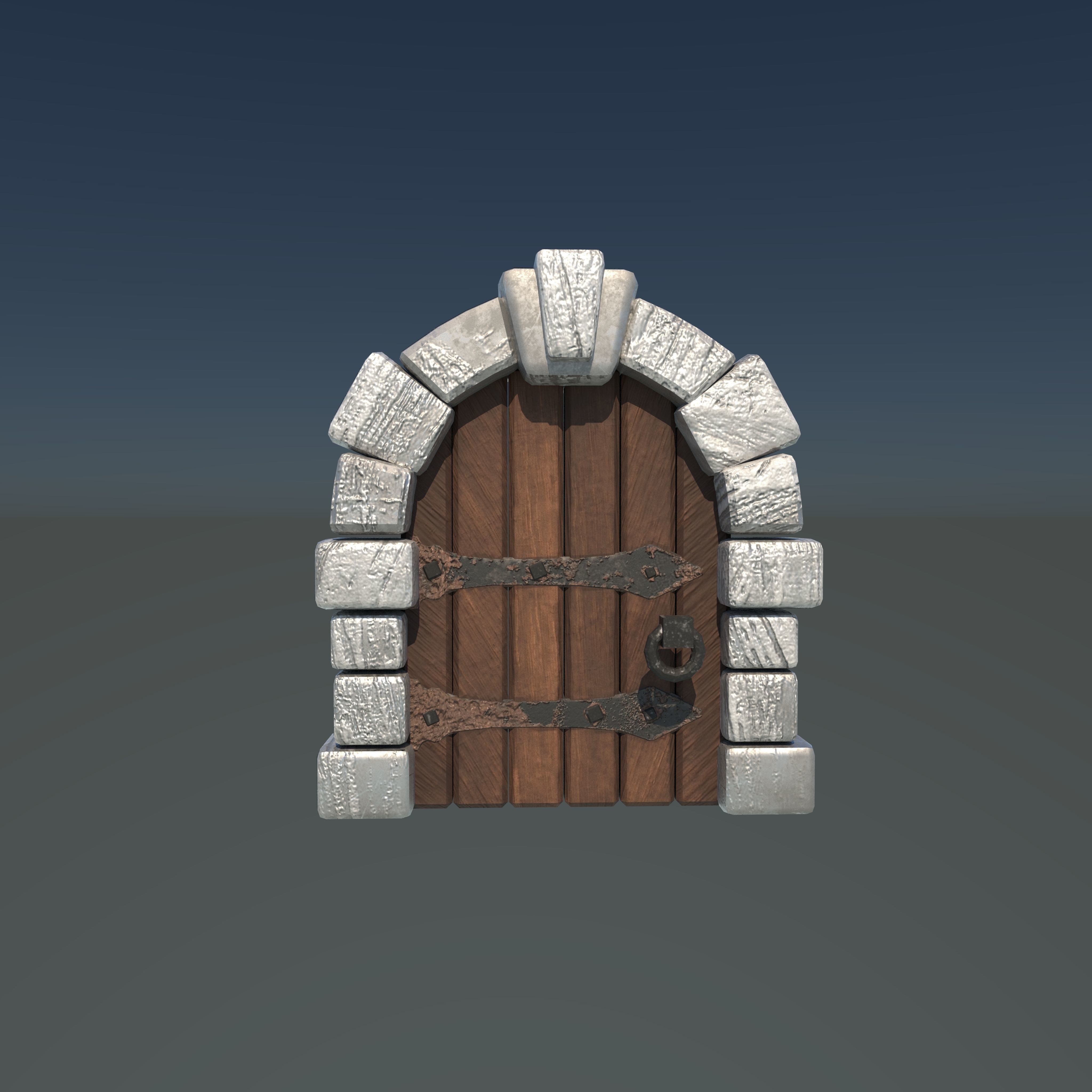 Dungeon Door Low-poly 3D model_1